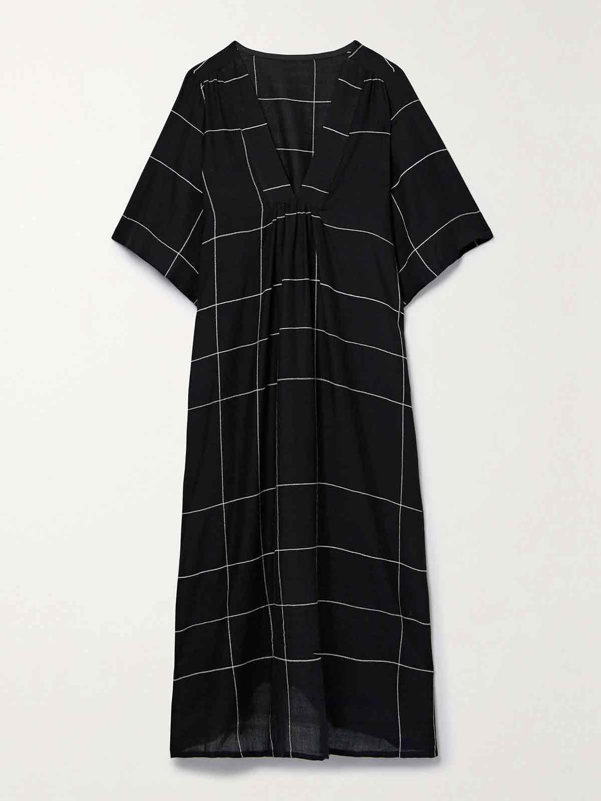 + NET SUSTAIN Edna checked cotton-blend dress LEMLEM