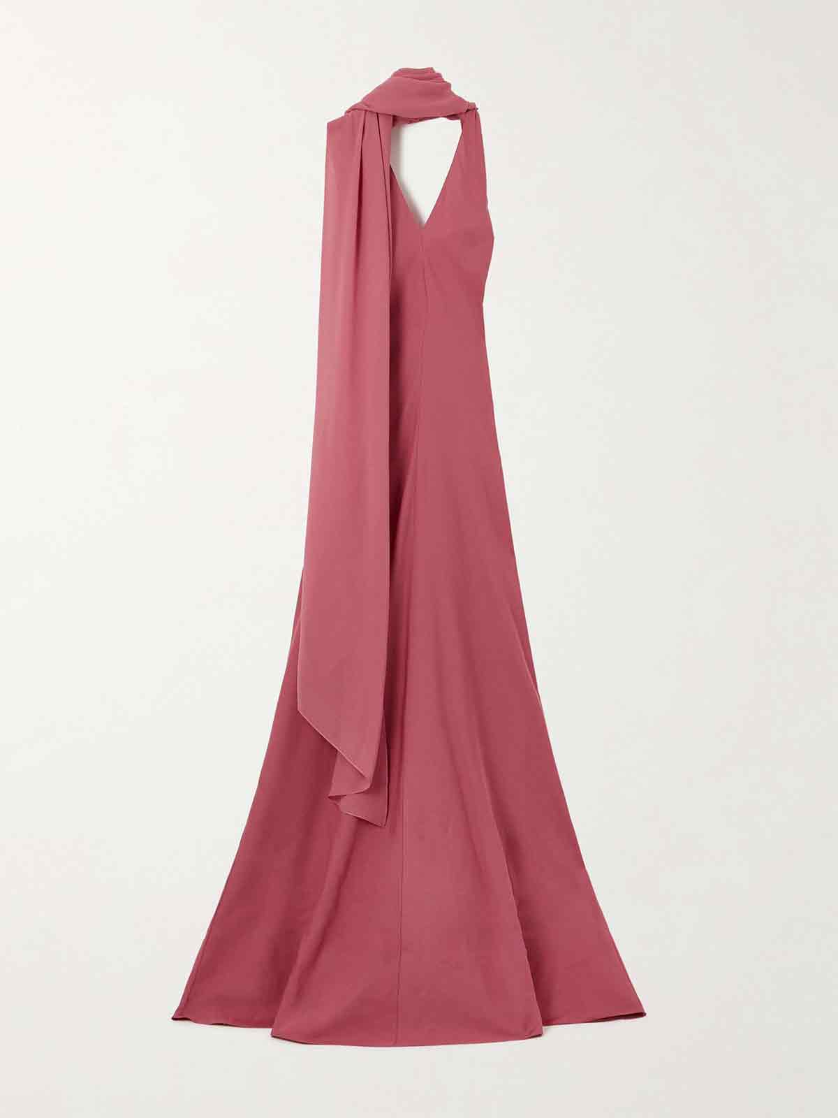 + NET SUSTAIN Farah cape-effect georgette-trimmed silk-crepe maxi dress CORTANA