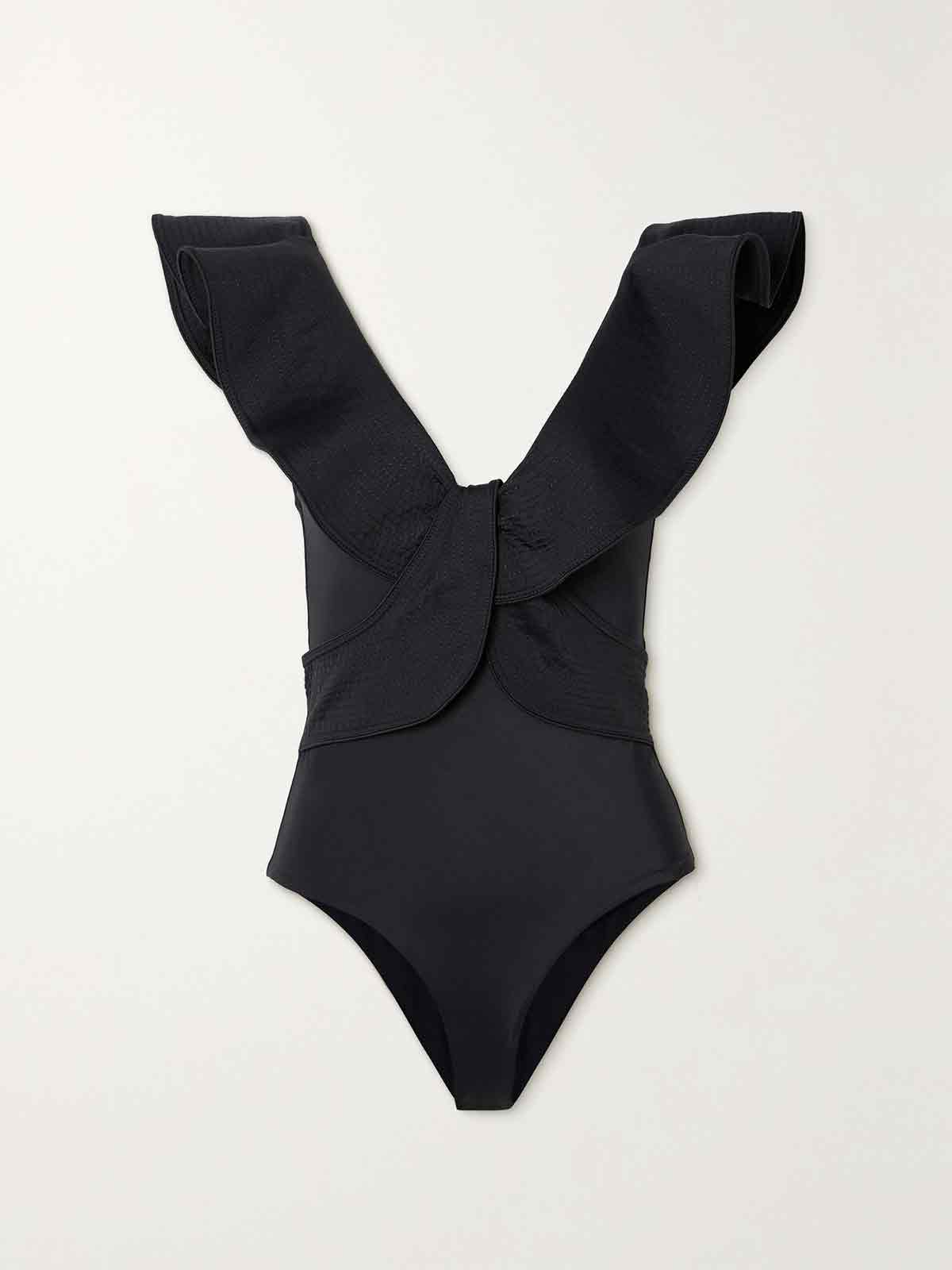 + NET SUSTAIN Island Rhythms open-back ruffled swimsuit JOHANNA ORTIZ