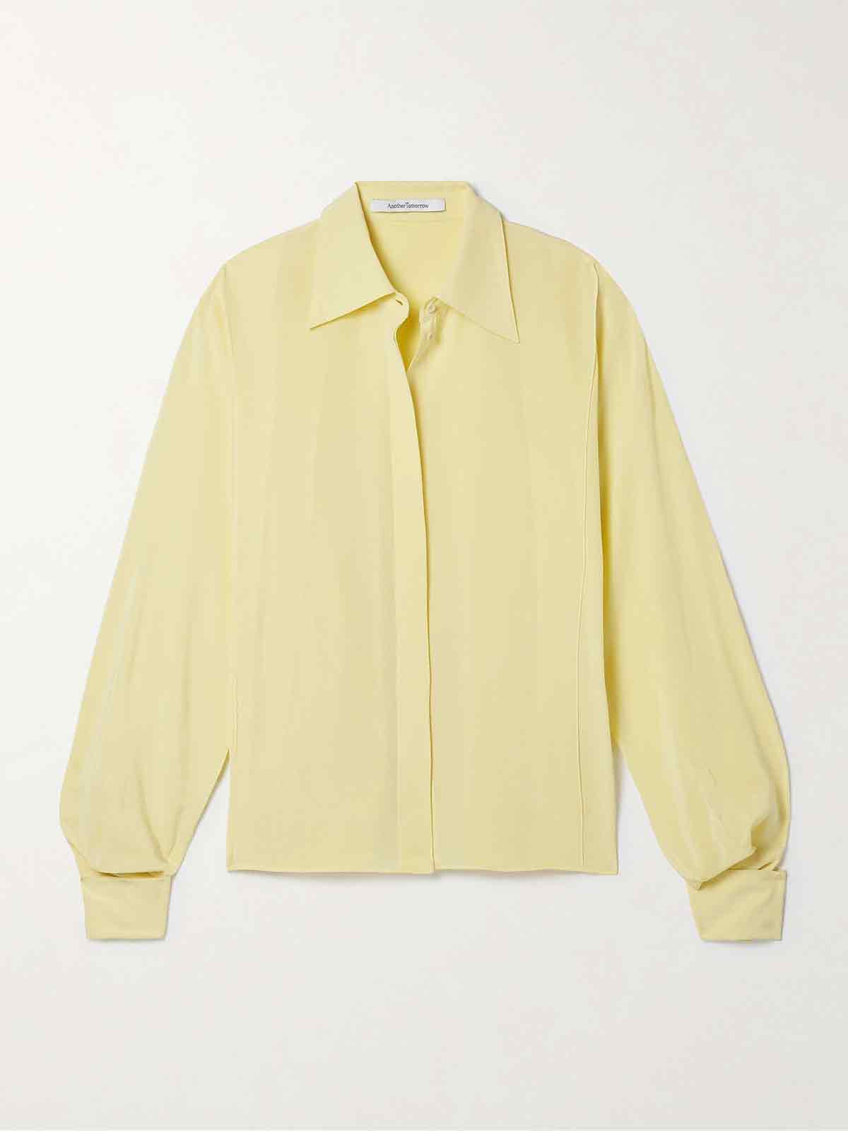 + NET SUSTAIN convertible pleated peace silk shirt ANOTHER TOMORROW