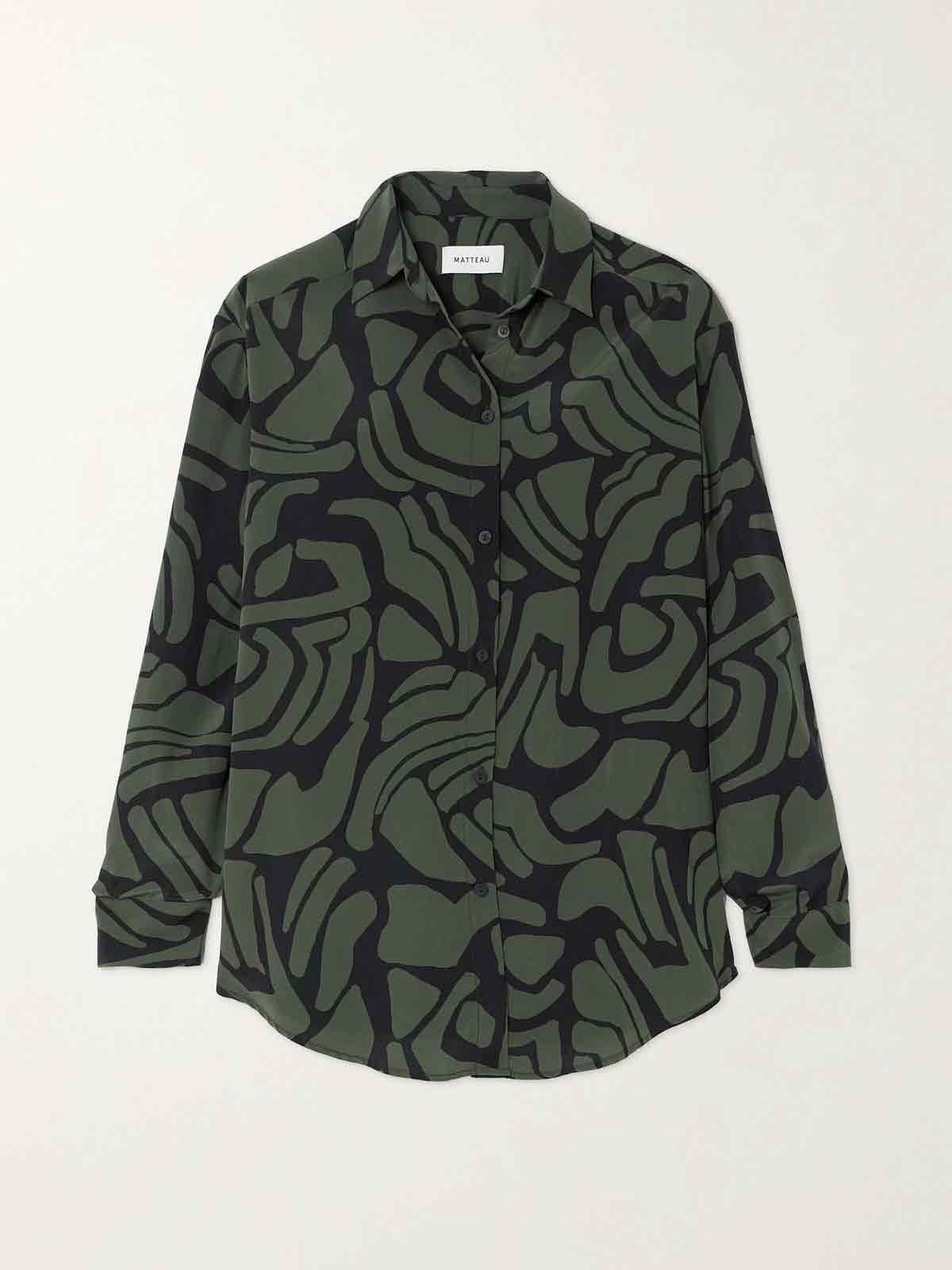 + NET SUSTAIN printed organic silk-crepe shirt MATTEAU