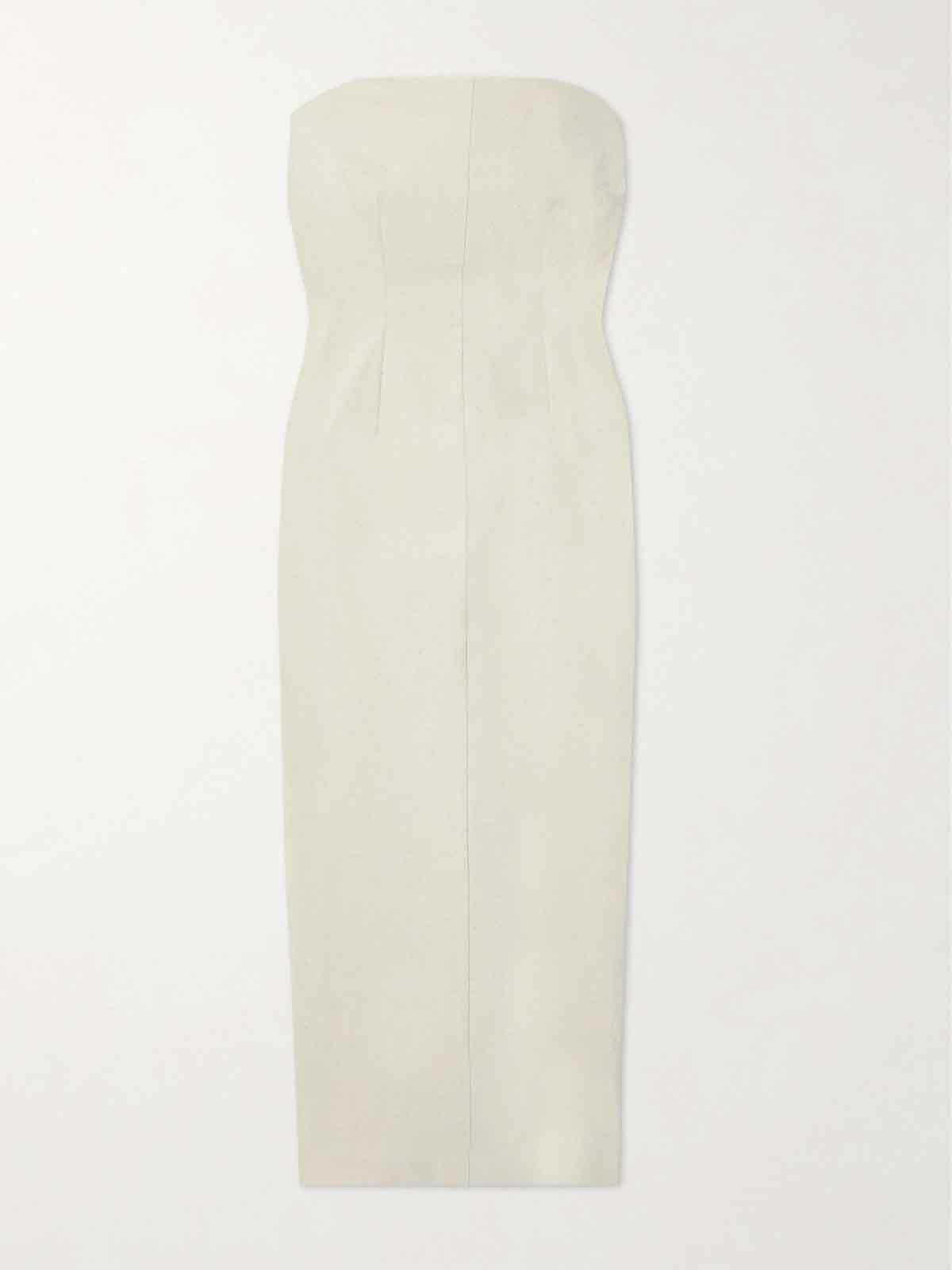 + NET SUSTAIN strapless cotton-blend canvas midi dress CORTANA