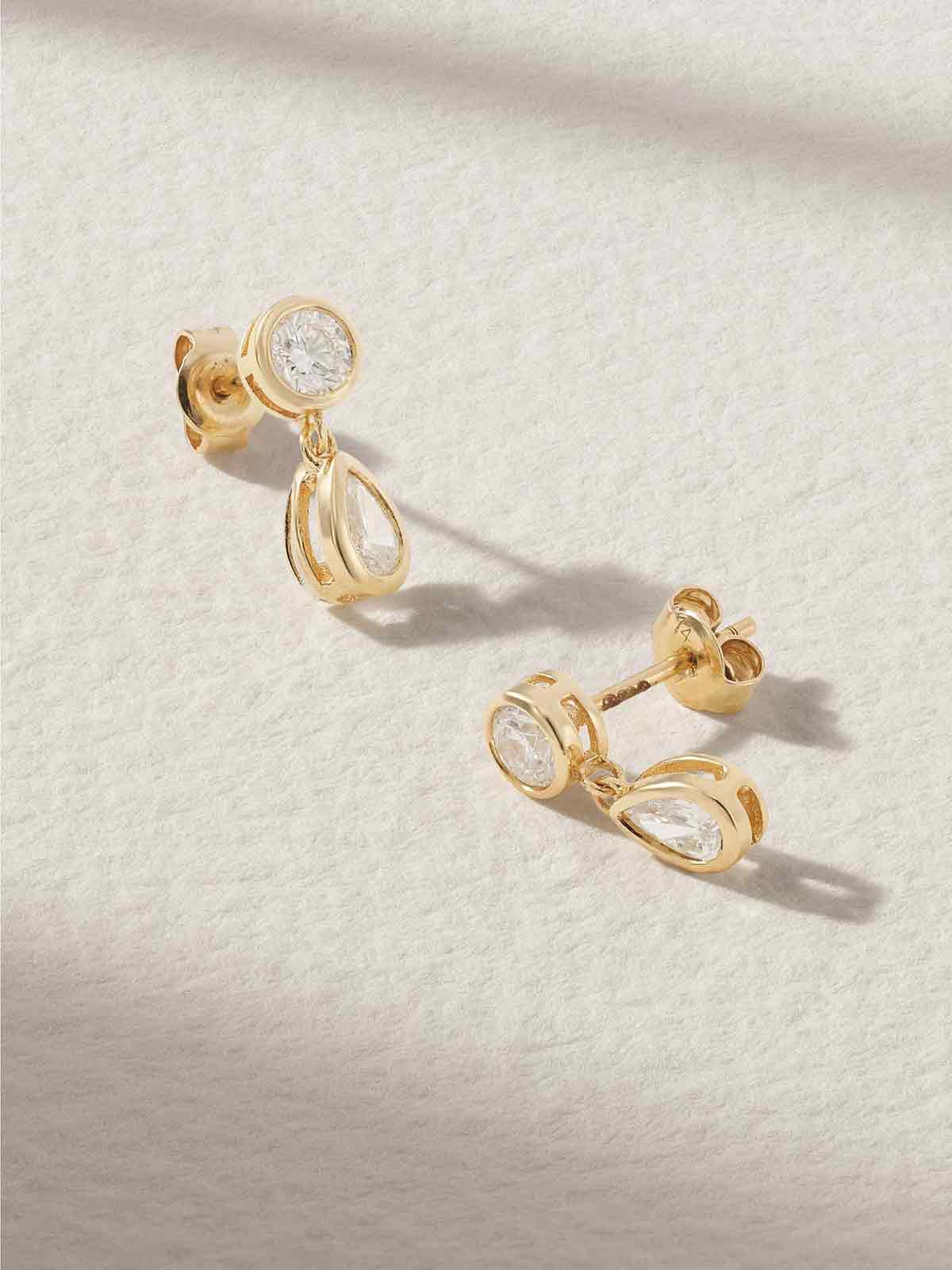 14-karat gold diamond earrings MATEO