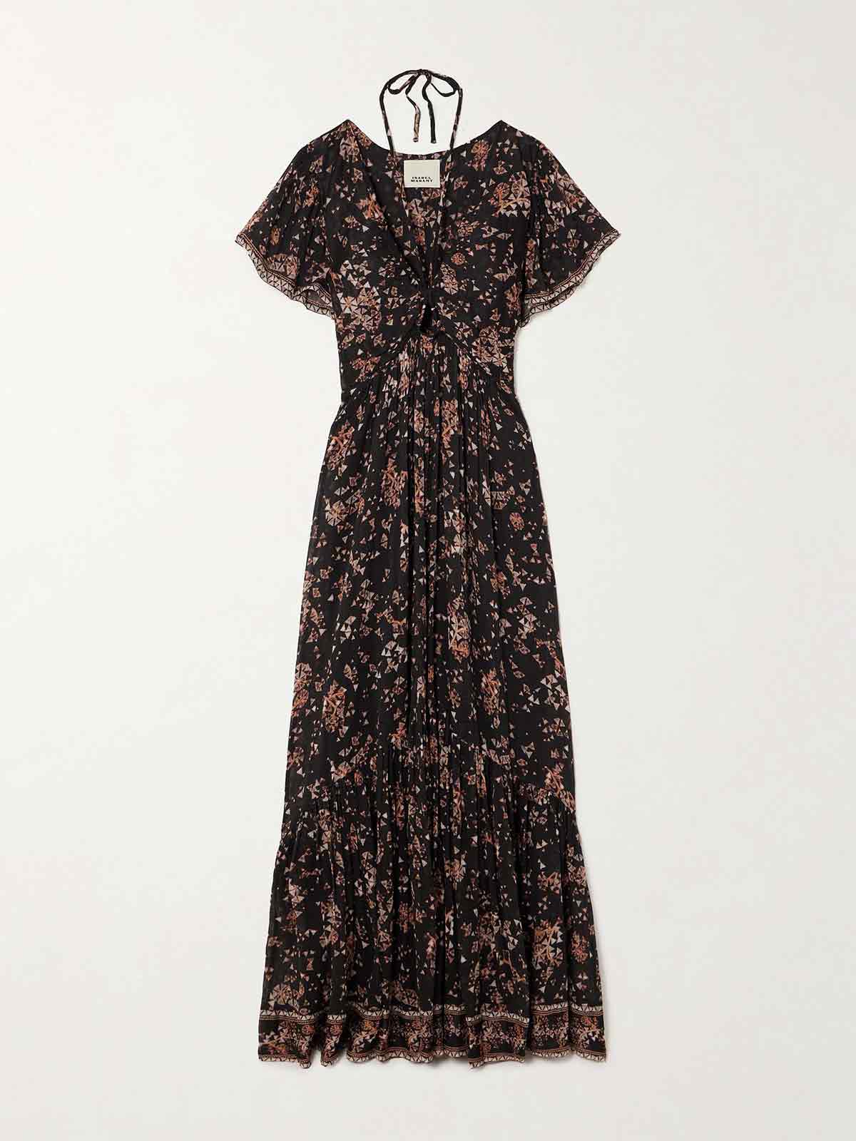 Agathe tiered printed cotton and silk-blend crepon halterneck maxi dress ISABEL MARANT