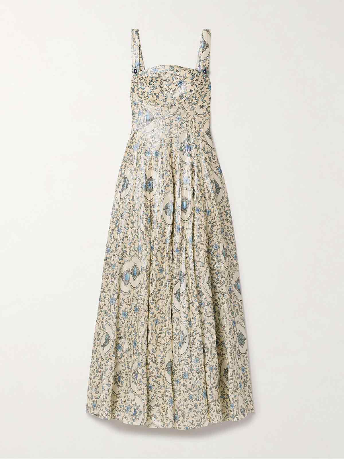 Aguamarina Platero floral-print linen maxi dress AGUA BY AGUA BENDITA