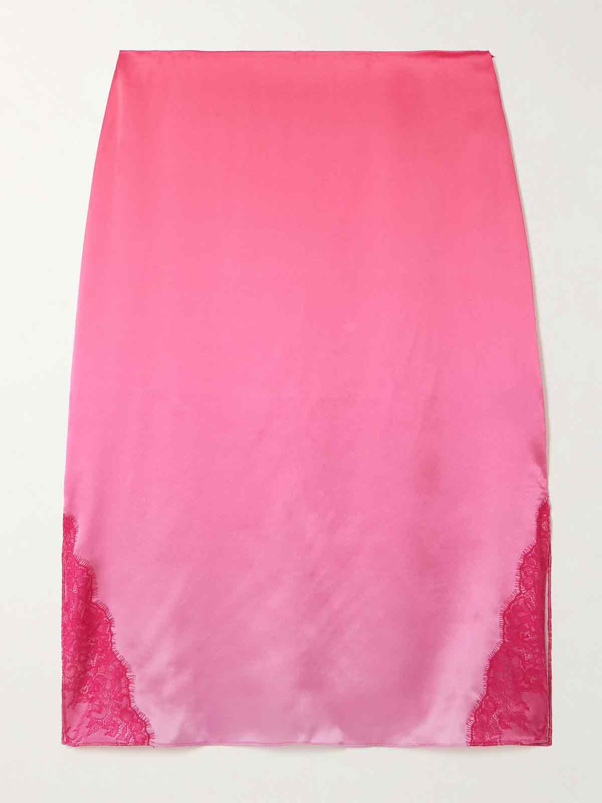 Aia lace-trimmed ombré silk-satin midi skirt DODO BAR OR