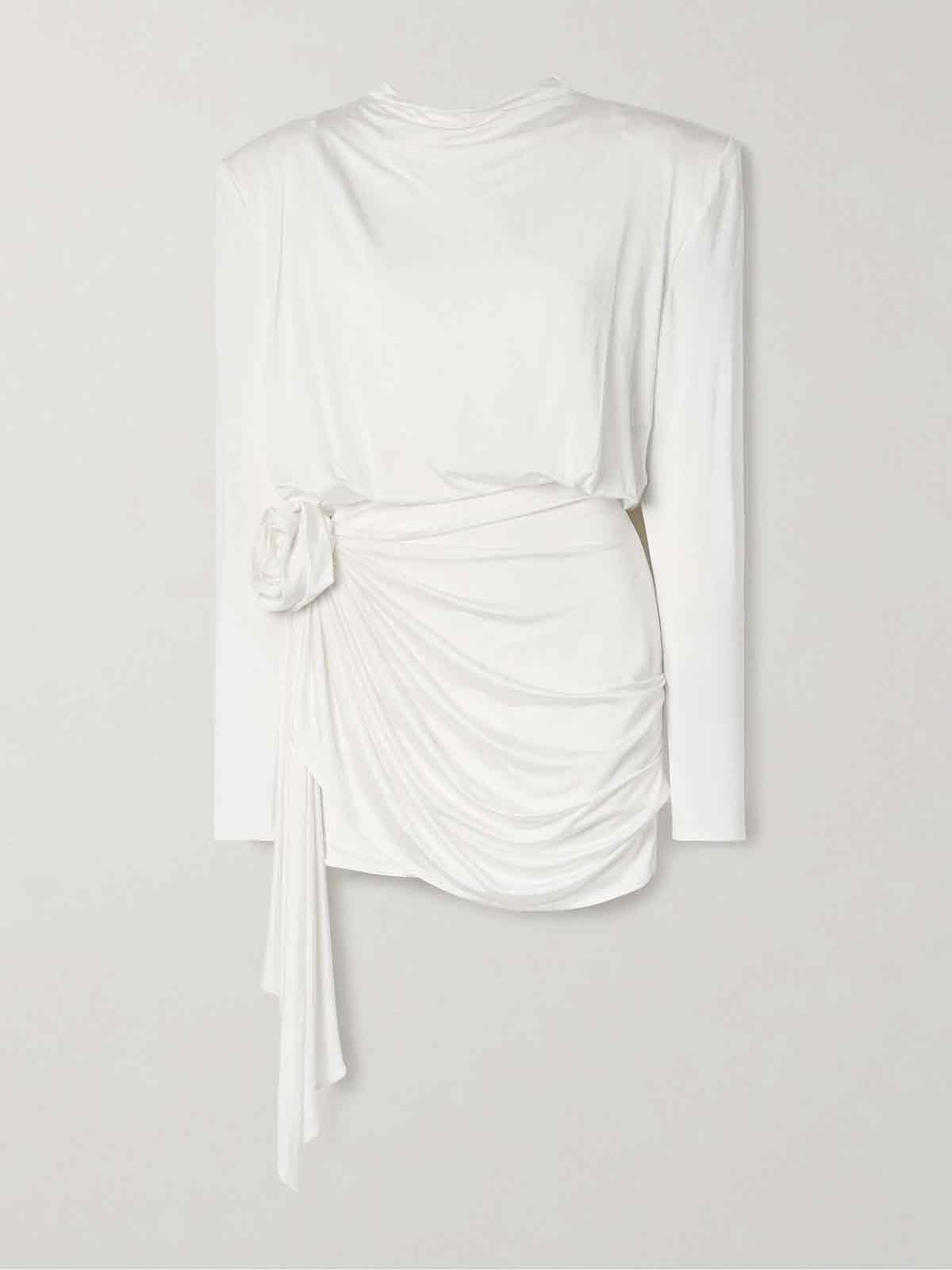 Appliquéd cutout draped jersey mini dress MAGDA BUTRYM