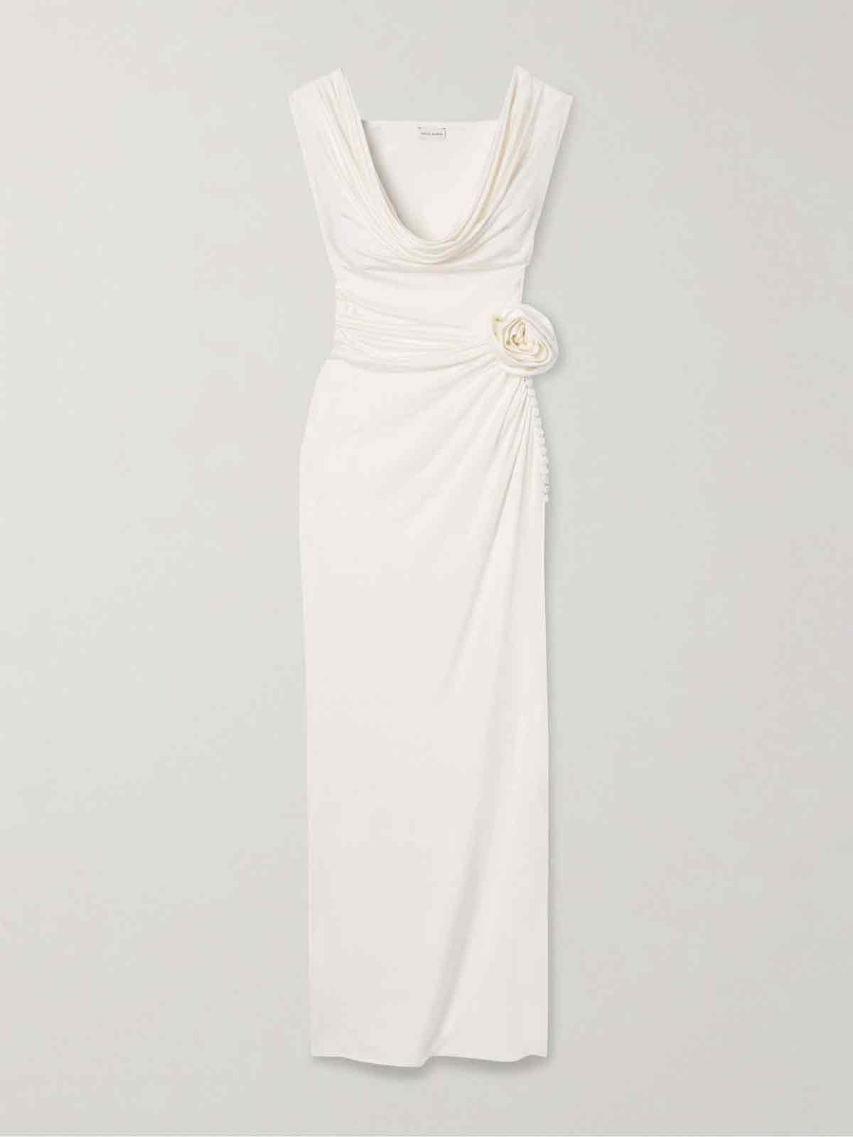 Appliquéd draped stretch-jersey maxi dress MAGDA BUTRYM