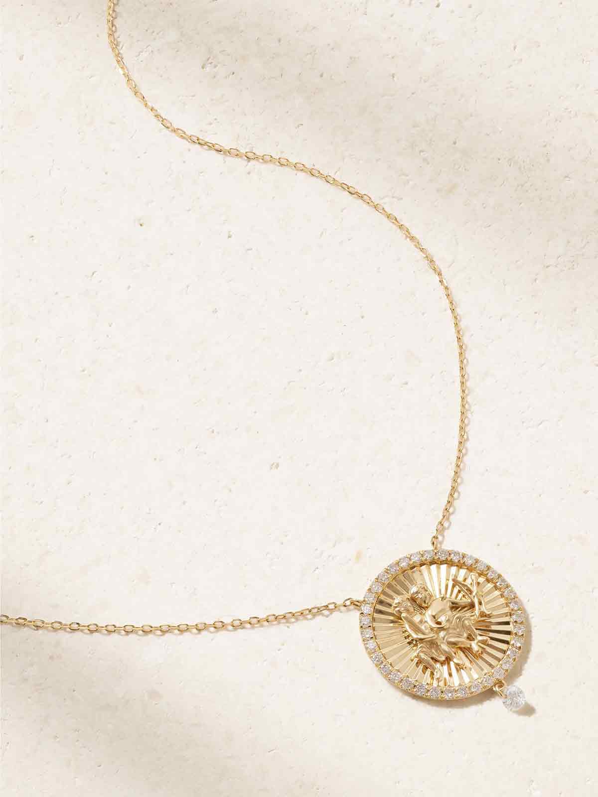 Astrology Libra 18-karat gold diamond necklace PERSÉE