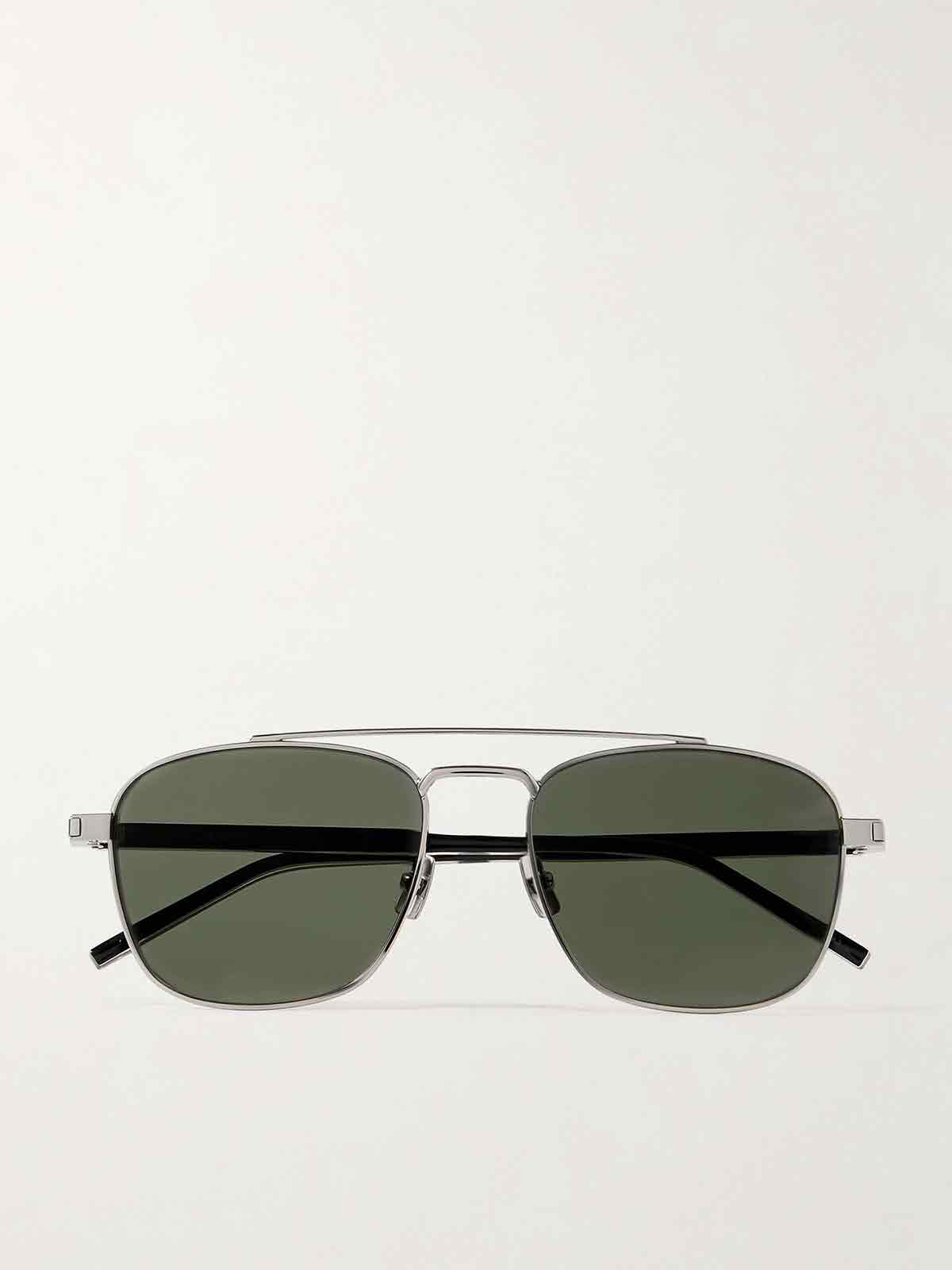 Aviator-style acetate and silver-tone sunglasses SAINT LAURENT EYEWEAR