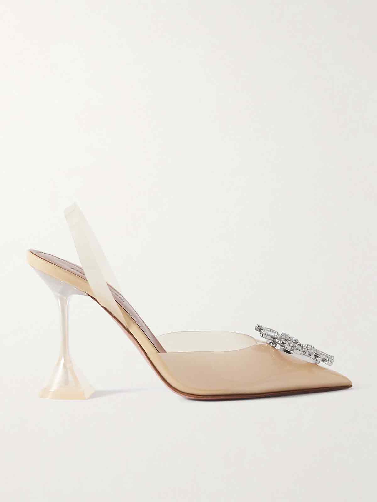 Begum Glass crystal-embellished PVC slingback pumps AMINA MUADDI