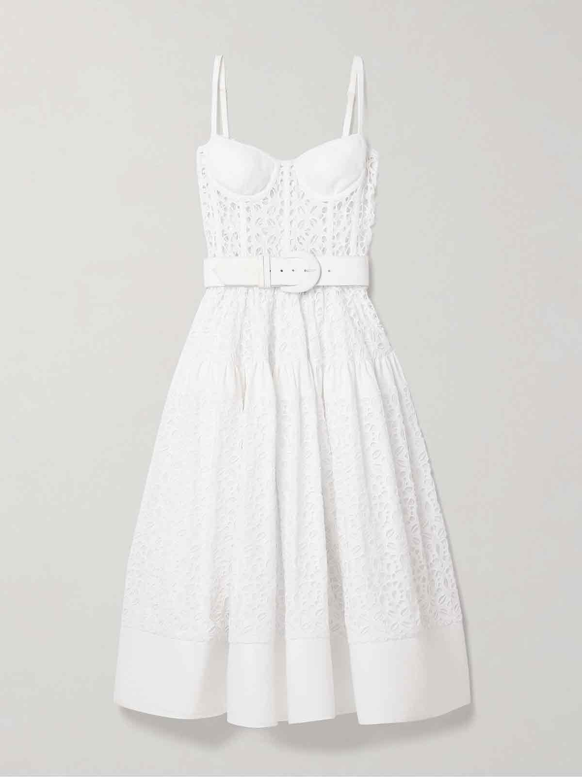 Belted broderie anglaise cotton midi dress SERGIO HUDSON