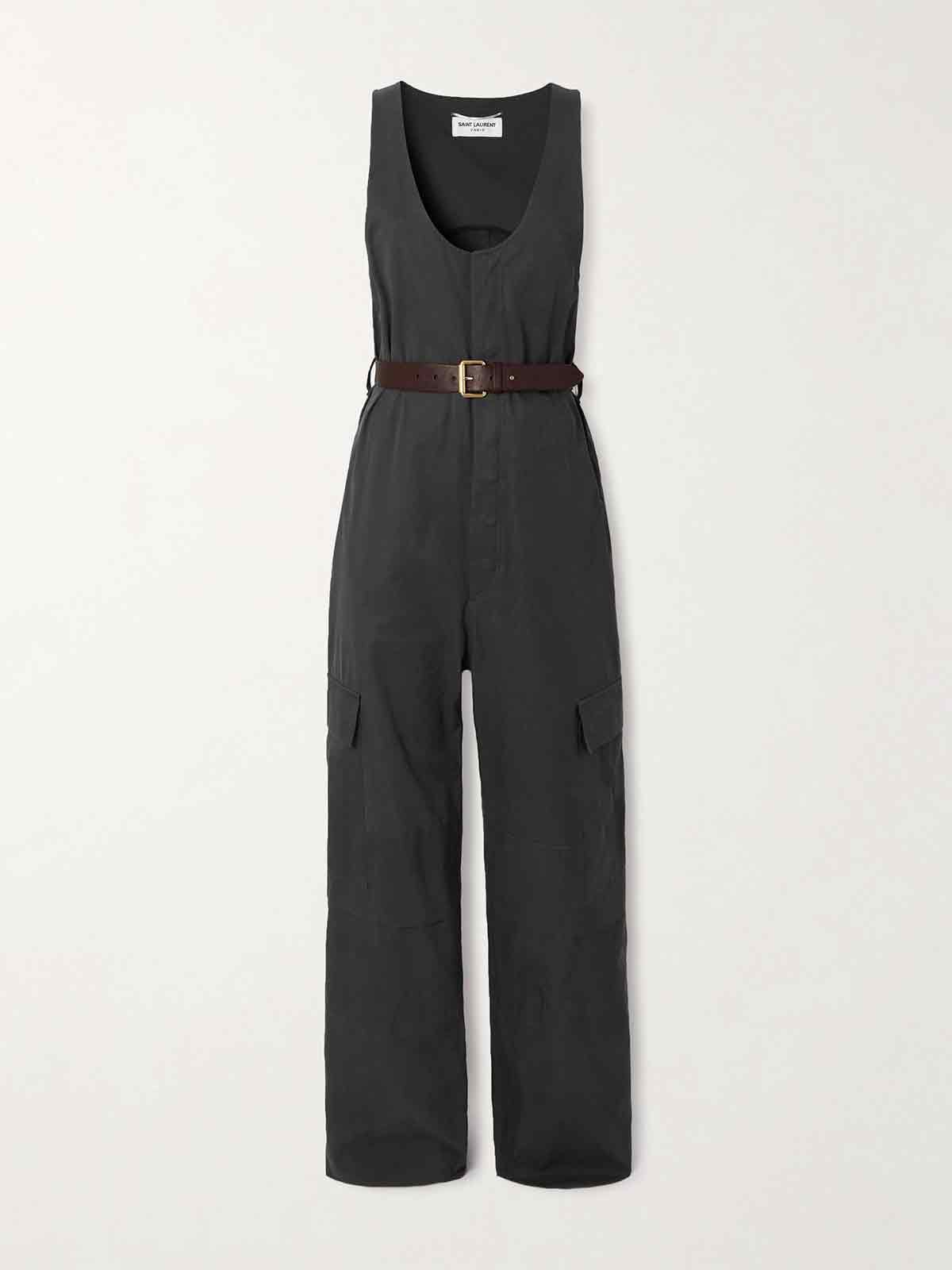 Belted cotton-twill jumpsuit SAINT LAURENT