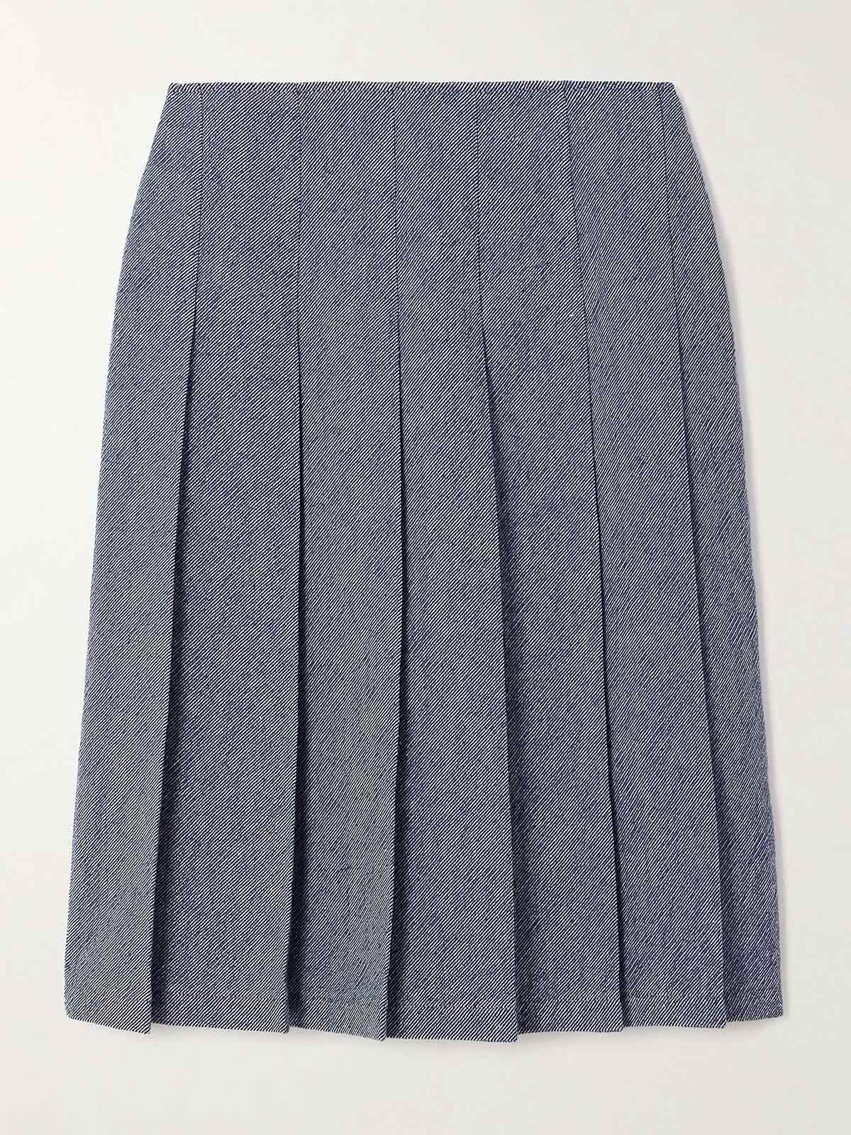 Beryl pleated denim midi skirt EMILIA WICKSTEAD