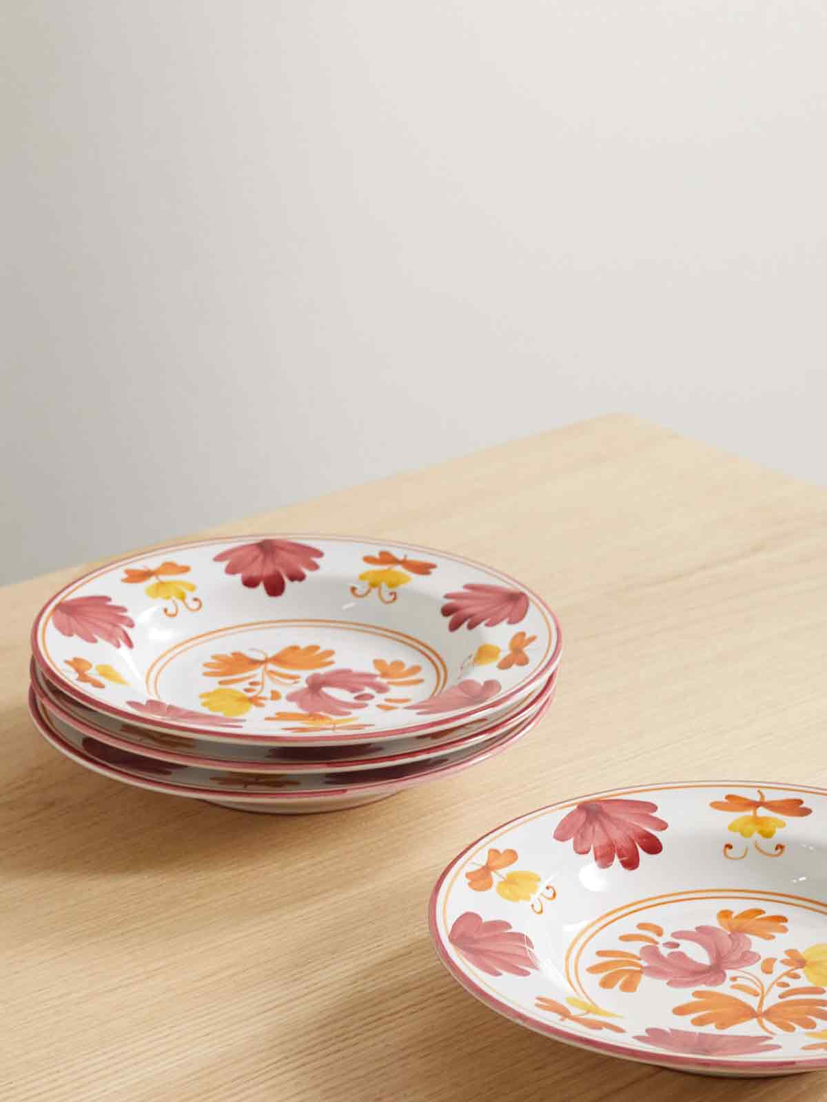 Blossom set of four 24cm painted ceramic soup plates CABANA