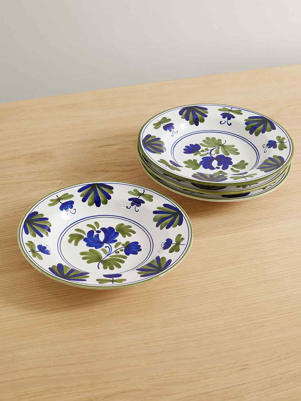 Blossom set of four painted ceramic soup plates CABANA