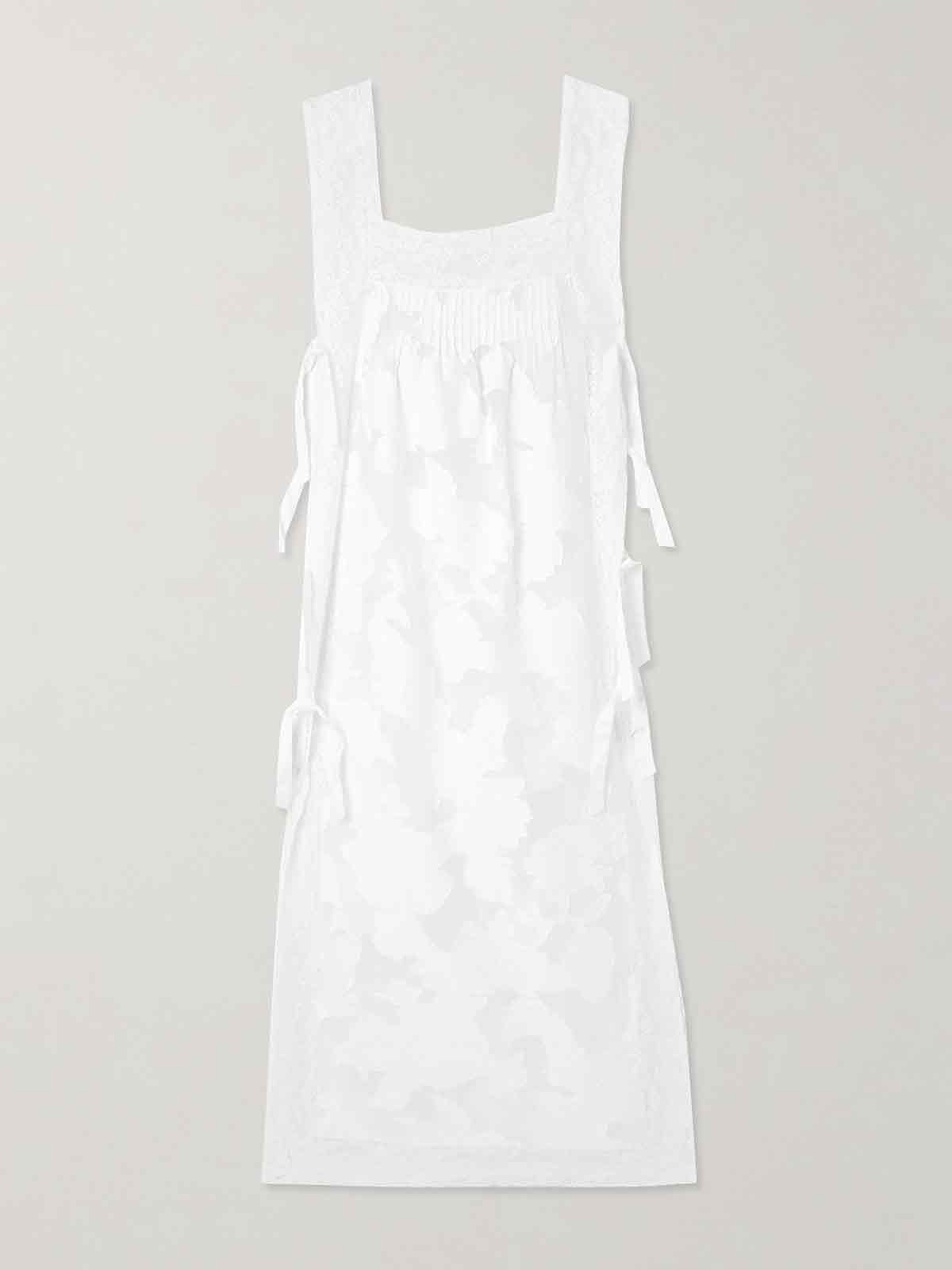 Bow-embellished corded lace dress LORETTA CAPONI