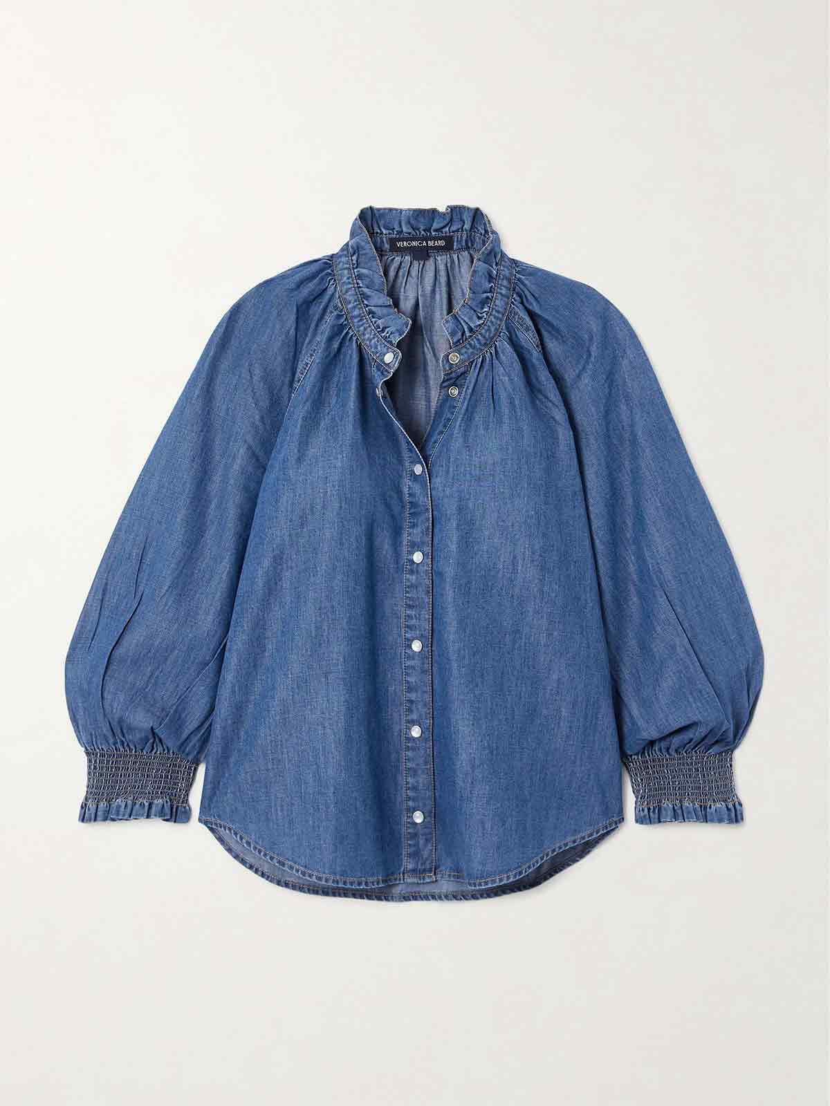 Calisto ruffled cotton and Lyocell-blend chambray shirt VERONICA BEARD