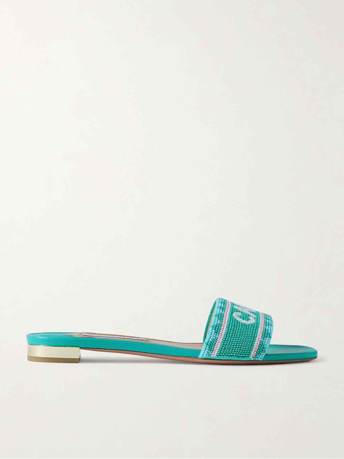 Capri beaded leather slides AQUAZZURA