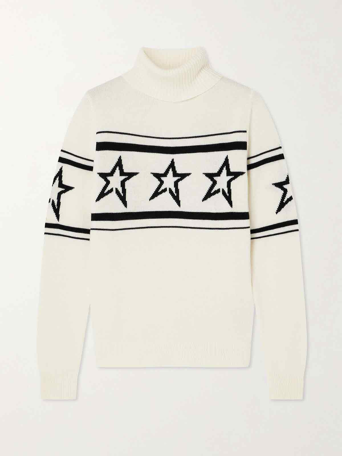 Chopper intarsia merino wool turtleneck sweater PERFECT MOMENT