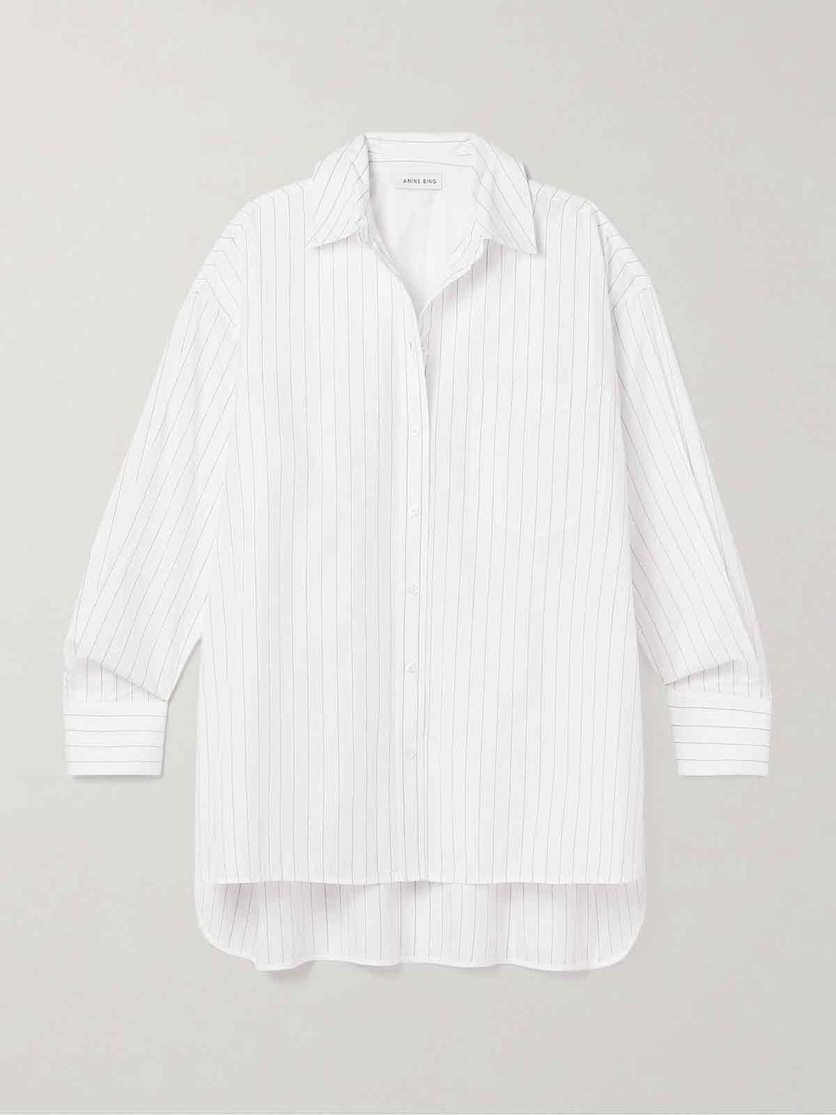 Chrissy oversized pinstriped cotton-poplin shirt ANINE BING