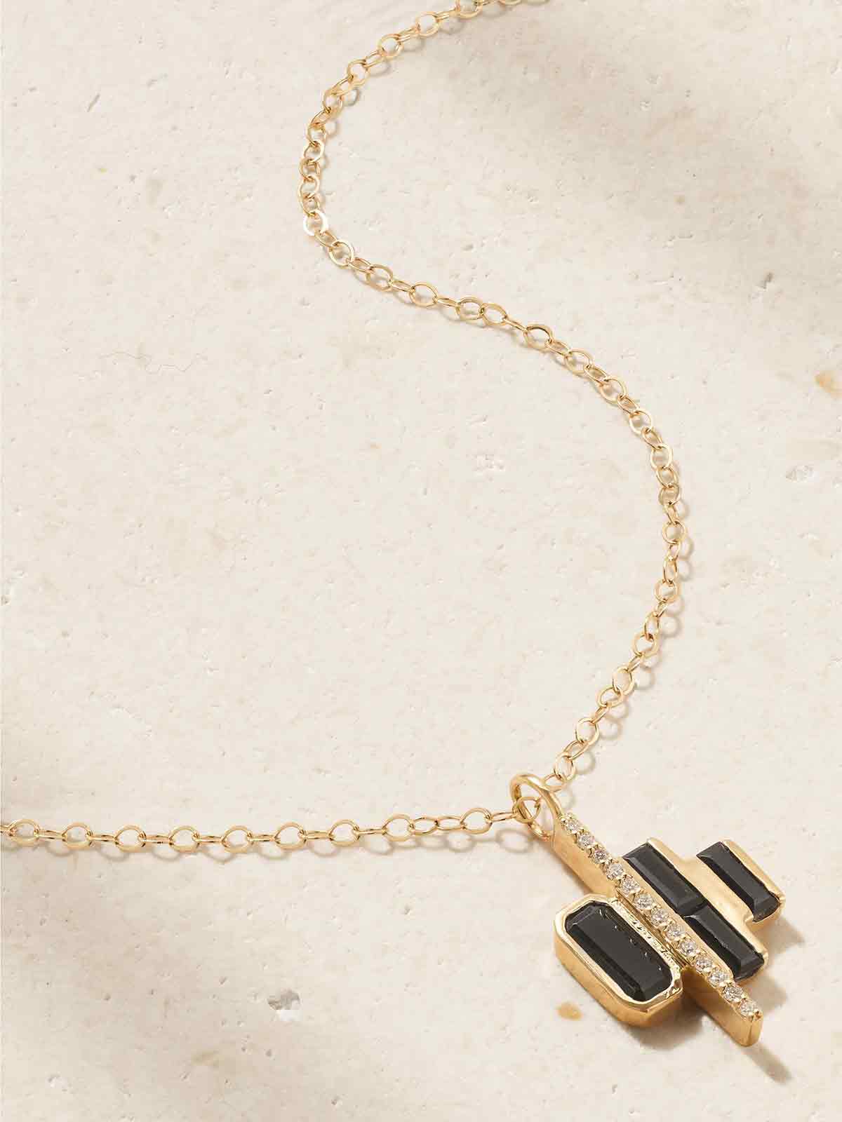 Cityscape Triple 14-karat recycled gold, spinel and diamond necklace MELISSA JOY MANNING