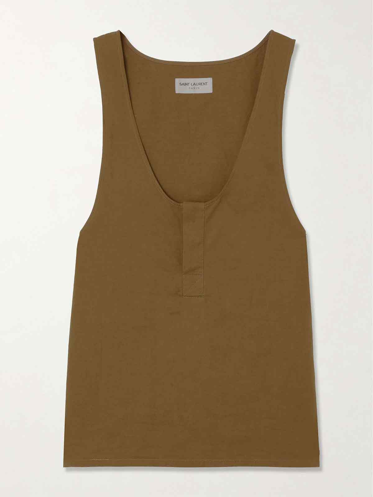 Cotton and linen-blend tank SAINT LAURENT