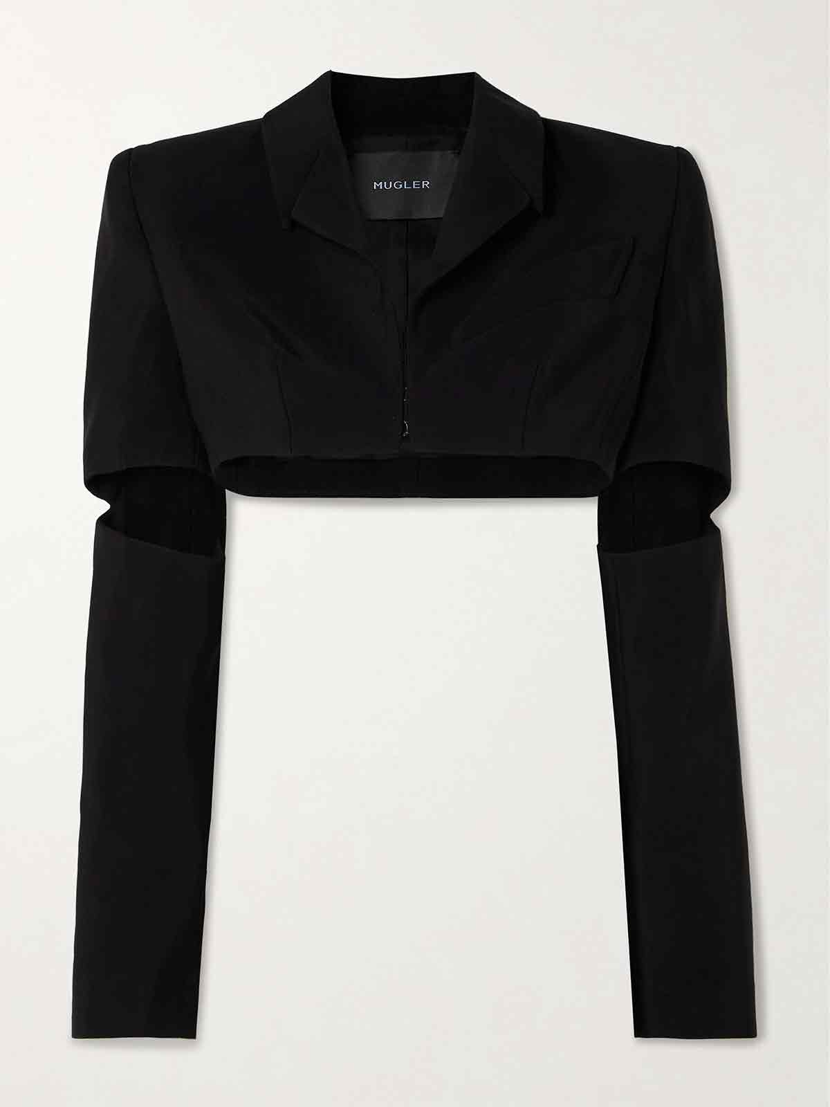 Cropped cutout twill blazer MUGLER