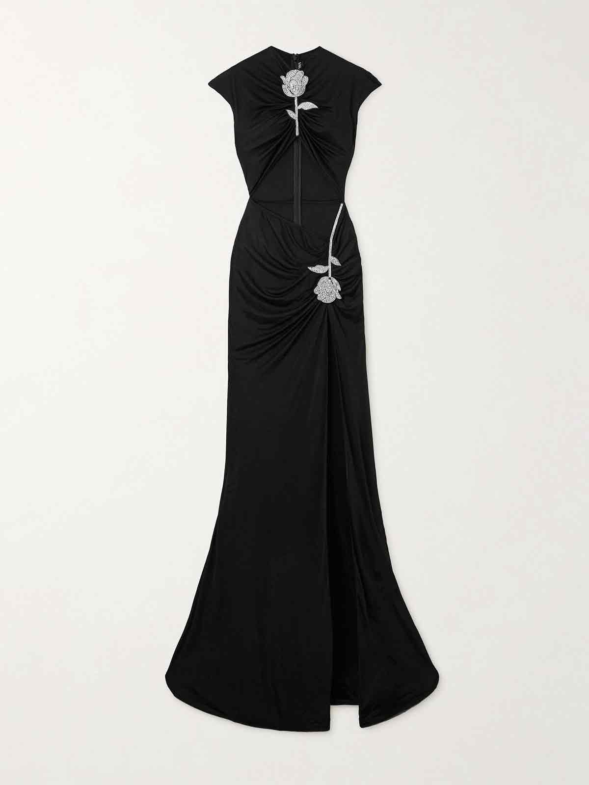 Crystal-embellished cutout jersey maxi dress DAVID KOMA