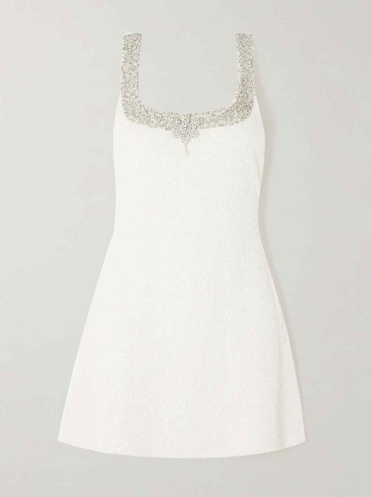 Daisy crystal and bead-embellished stretch-tulle mini dress CLIO PEPPIATT