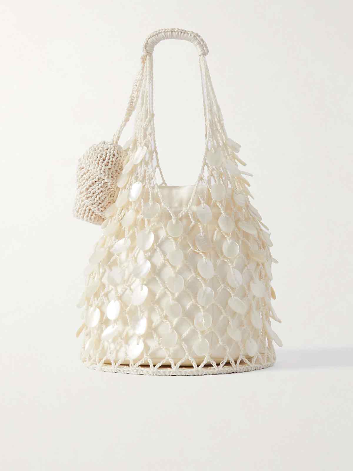 Devana small embellished crocheted cotton-blend and leather tote MAGDA BUTRYM