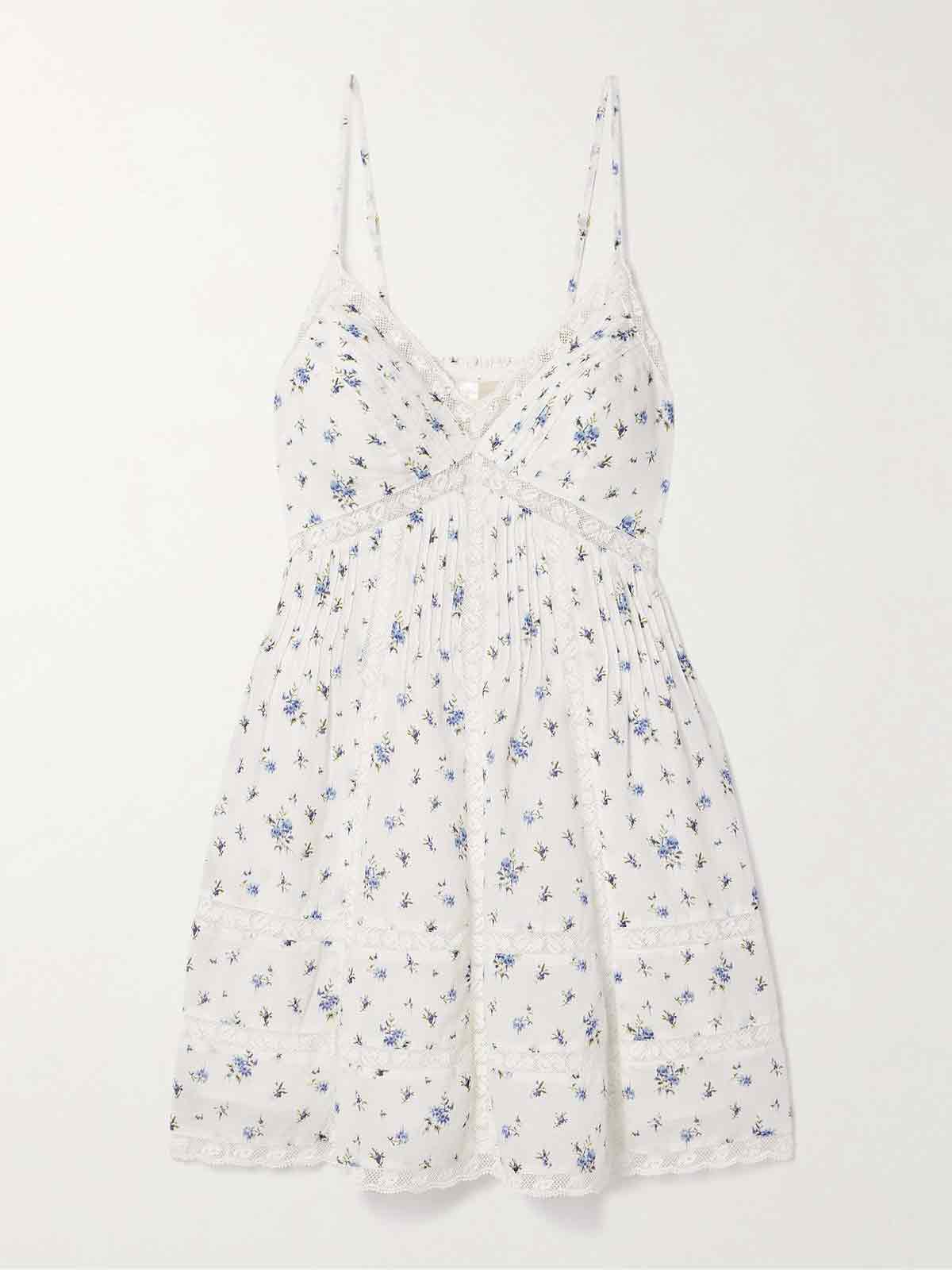 Docila lace-trimmed floral-print cotton-voile mini dress LOVESHACKFANCY