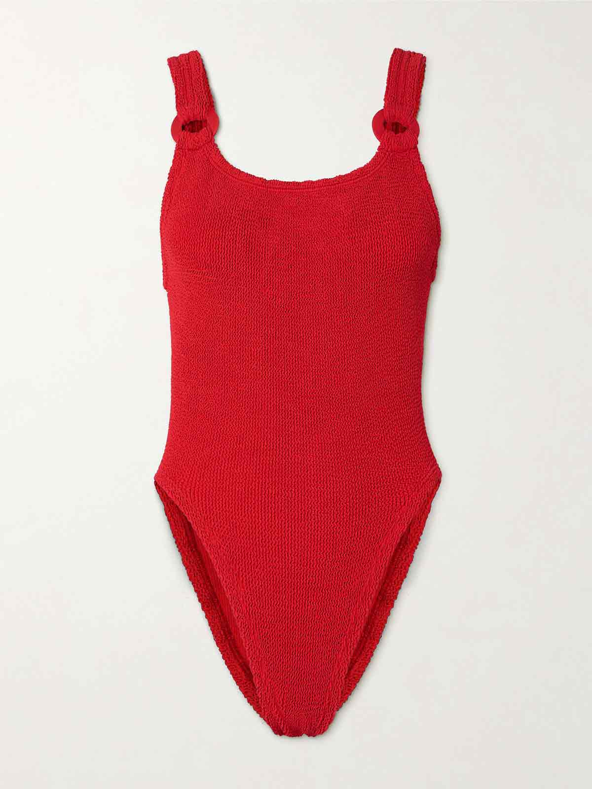 Domino embellished seersucker swimsuit HUNZA G