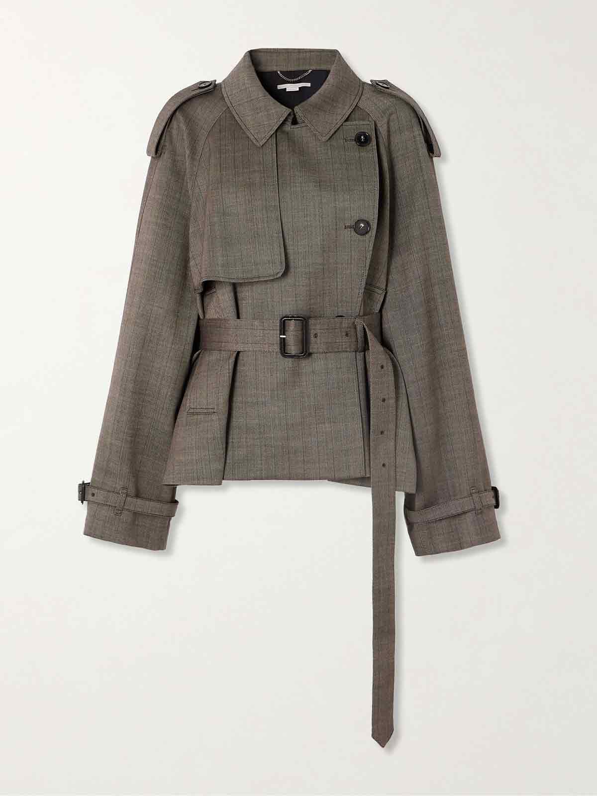 Double-breasted belted checked wool-blend trench coat STELLA MCCARTNEY