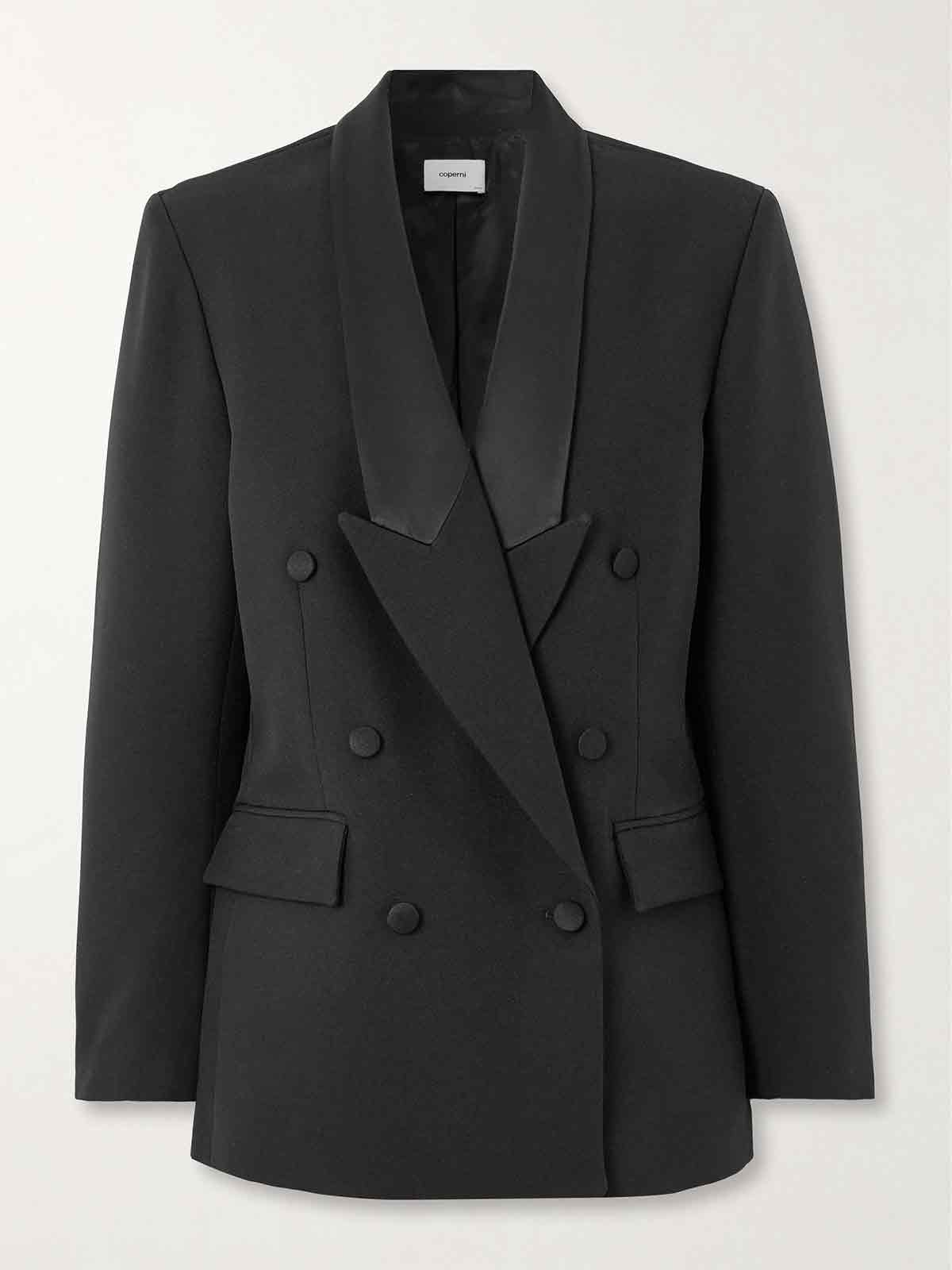 Double-breasted satin-trimmed twill blazer COPERNI