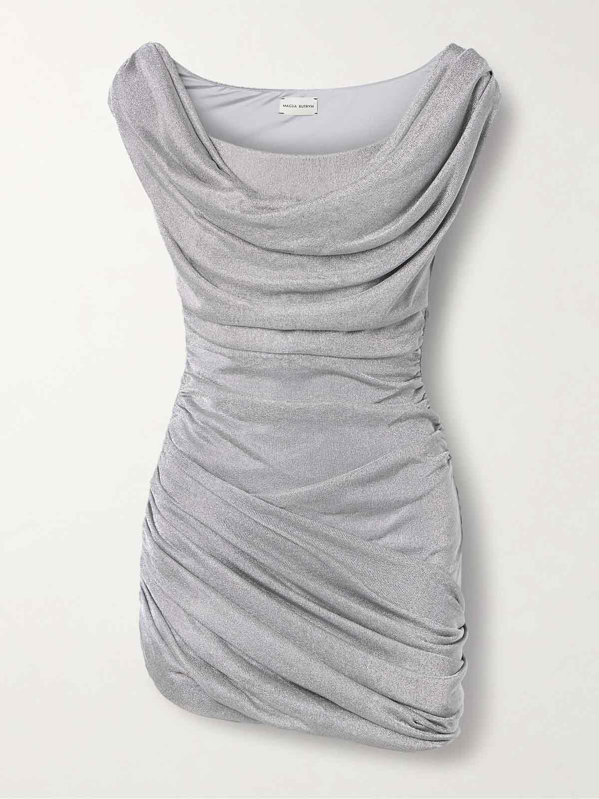 Draped metallic jersey mini dress MAGDA BUTRYM