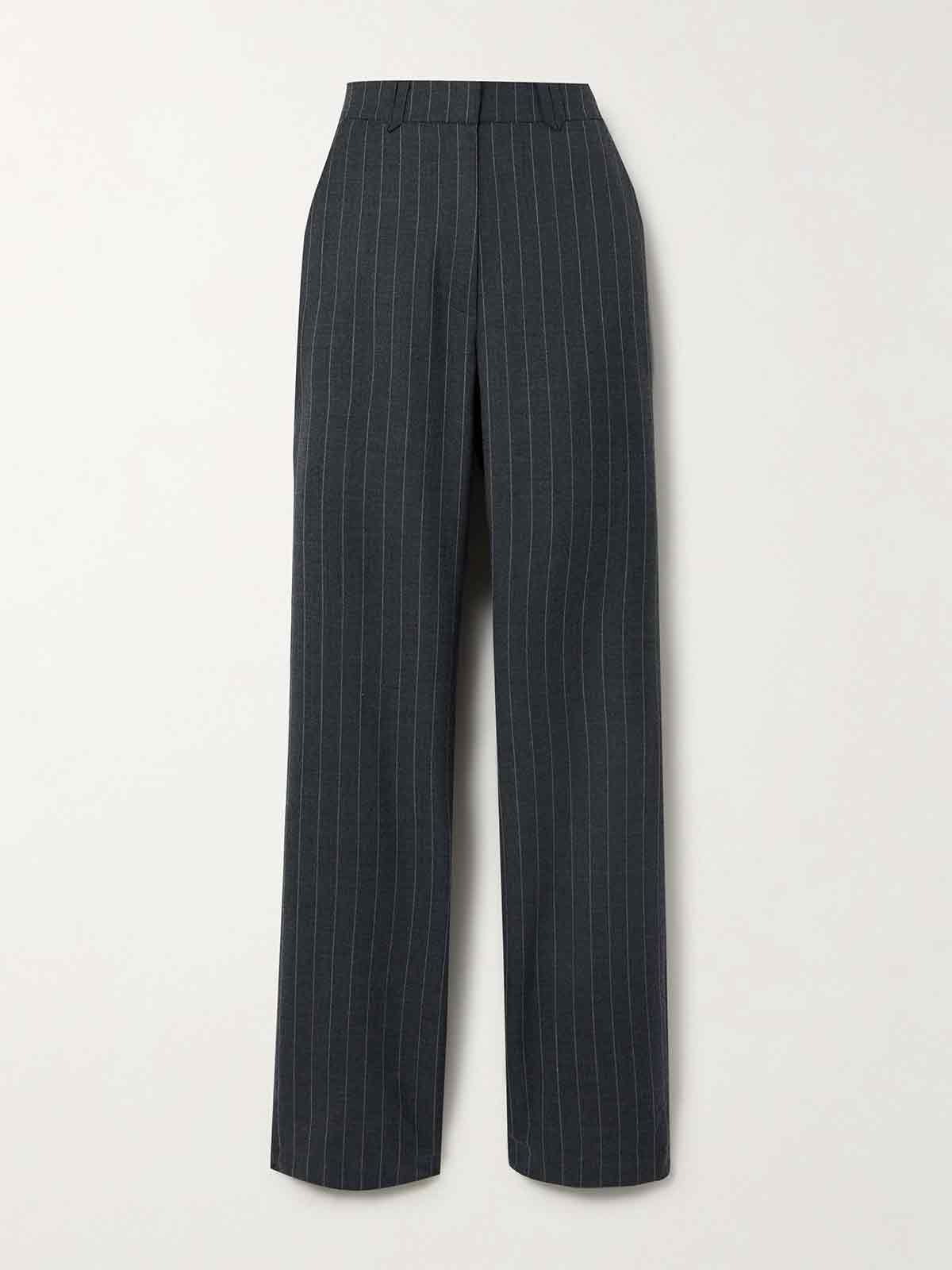 Drew pinstriped flannel straight-leg pants ANINE BING