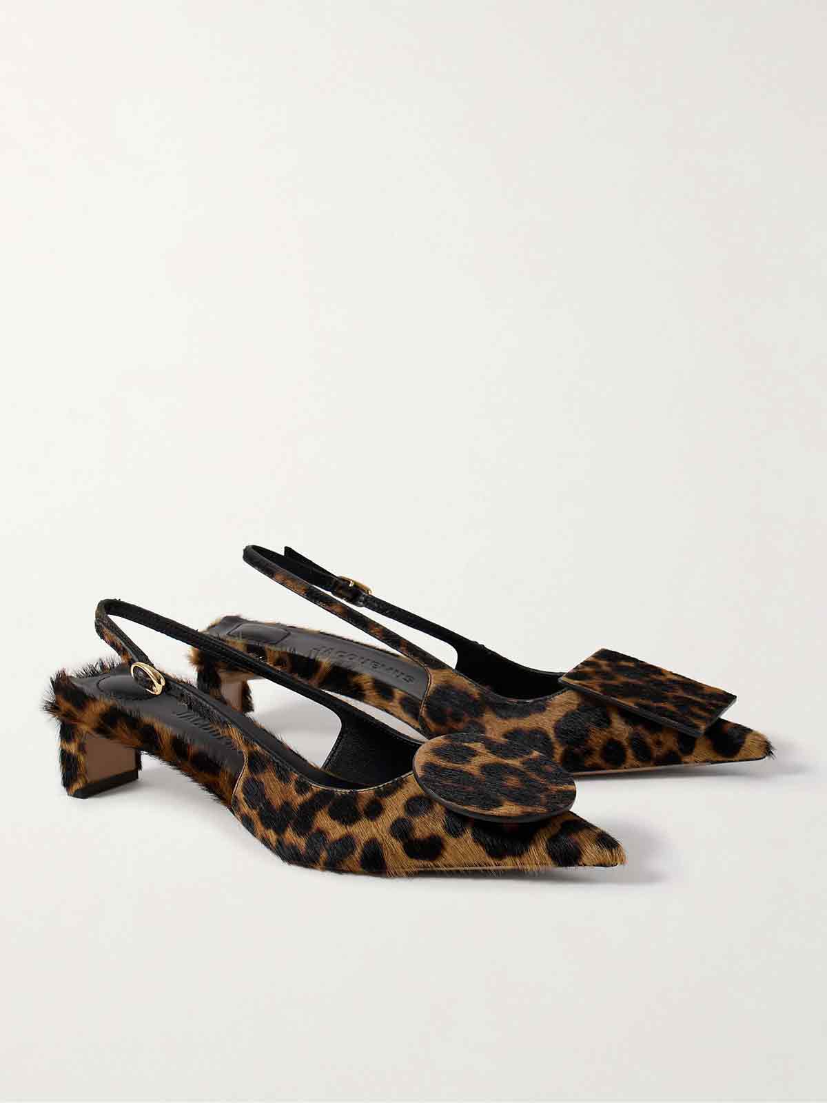 Duelo embellished leopard-print calf hair slingback pumps JACQUEMUS