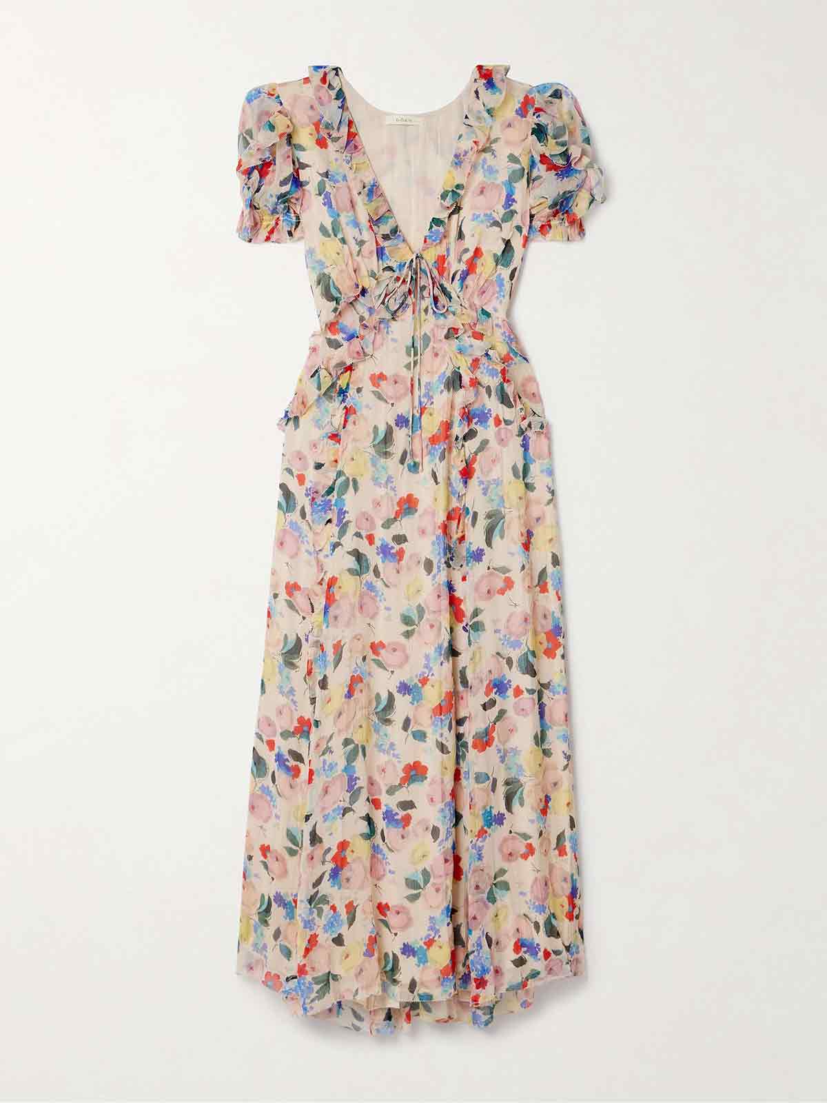 Elisabeth floral-print silk-crepon midi dress DÔEN