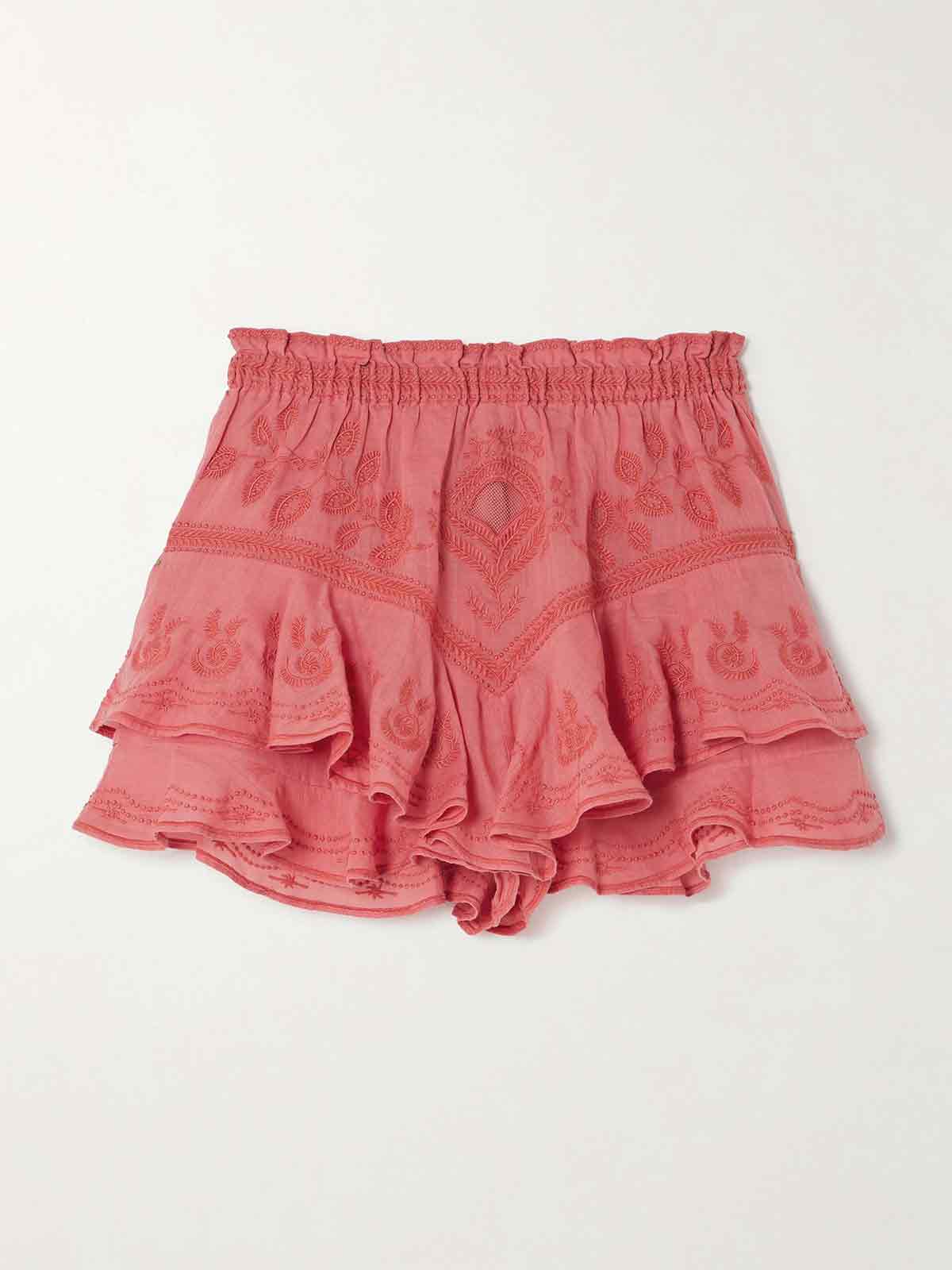 Elsa ruffled embroidered ramie shorts ISABEL MARANT