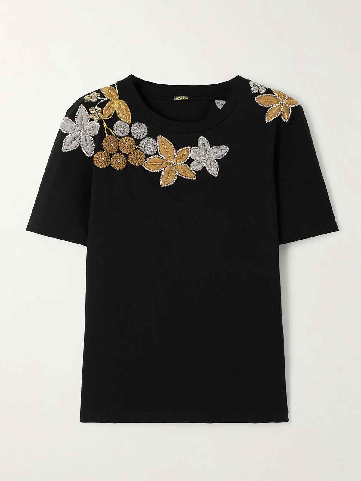 Embellished cotton-jersey T-shirt DODO BAR OR