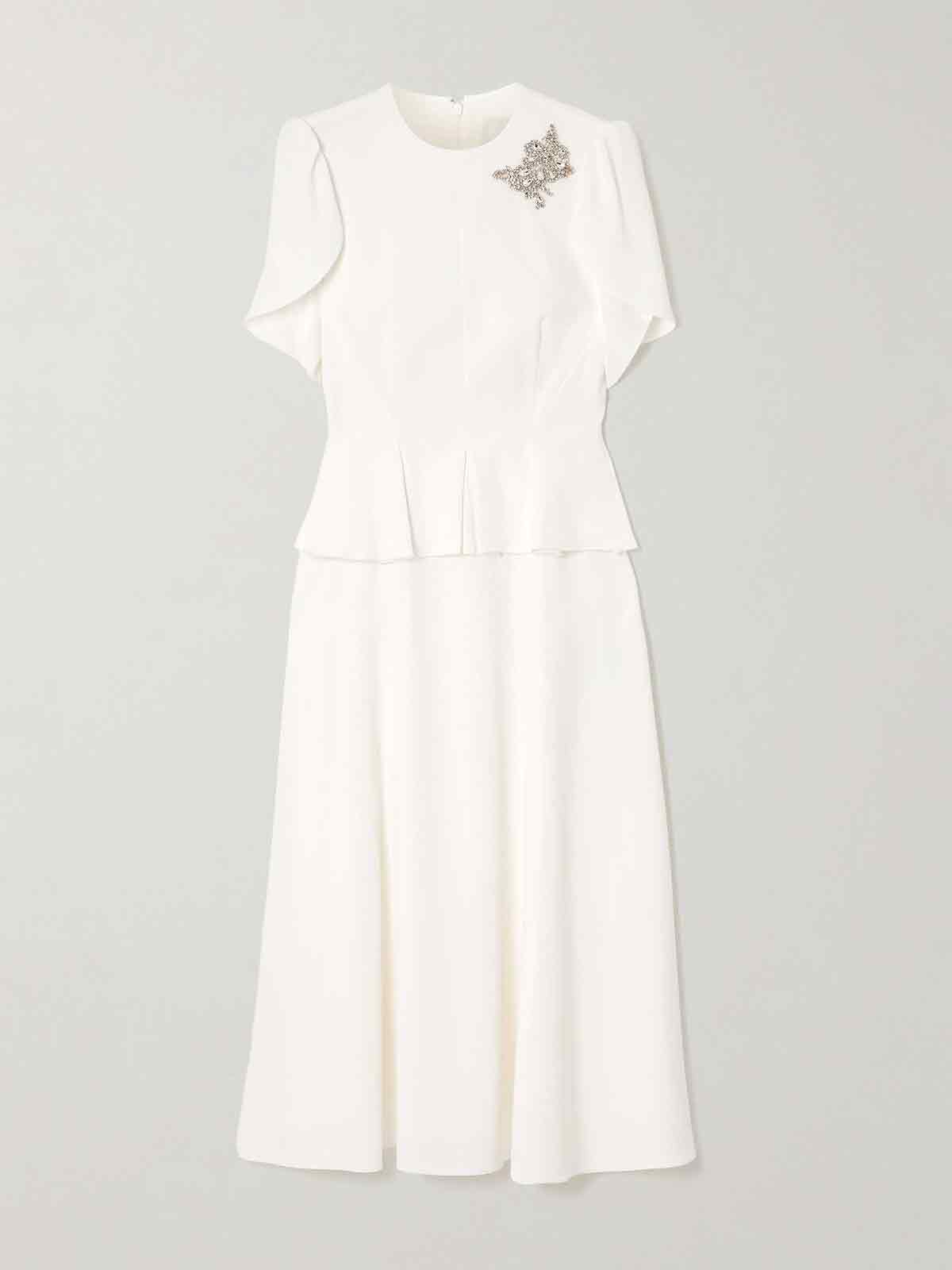 Embellished crepe peplum midi dress ERDEM