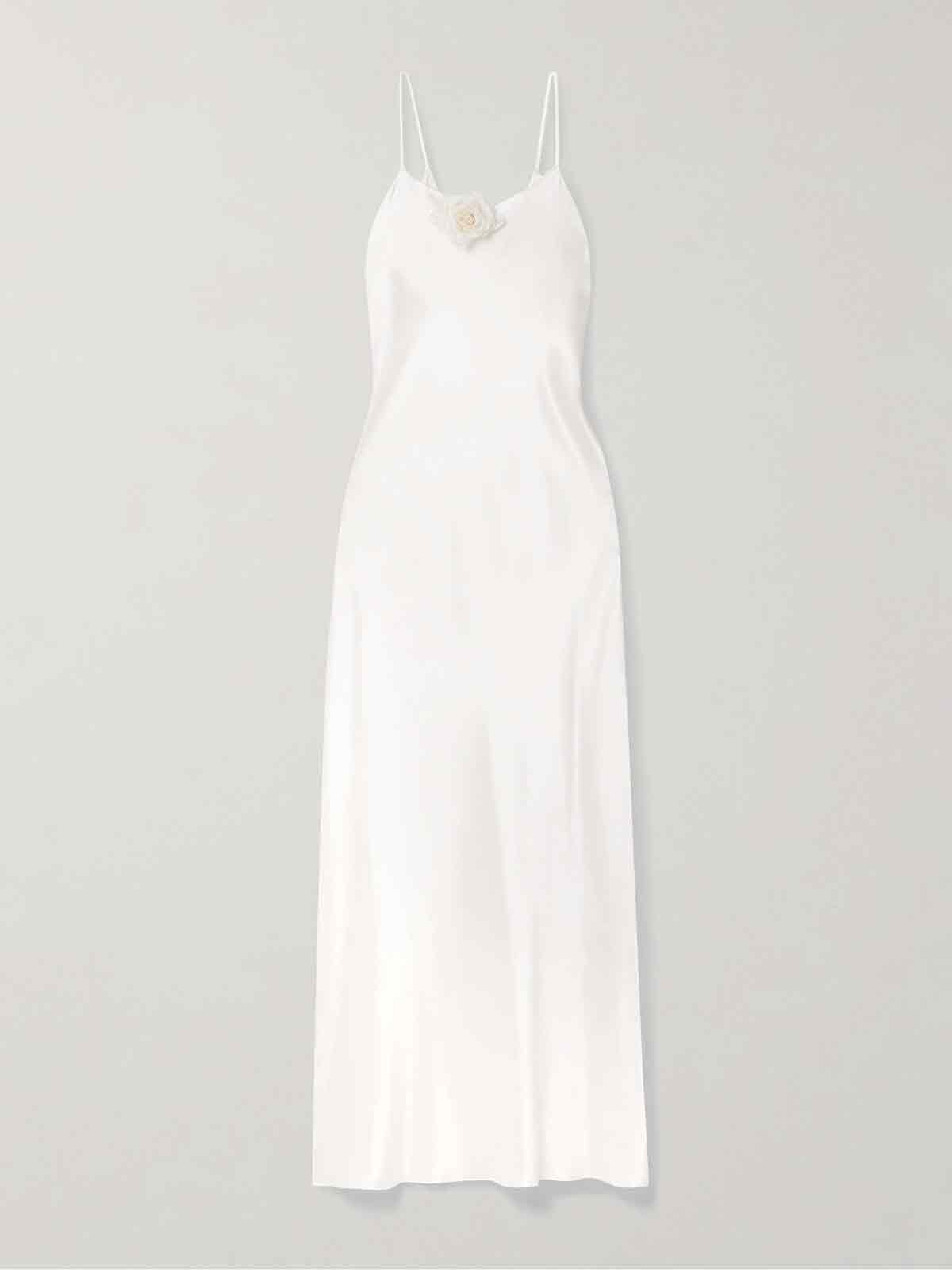 Embellished silk-satin midi dress RODARTE