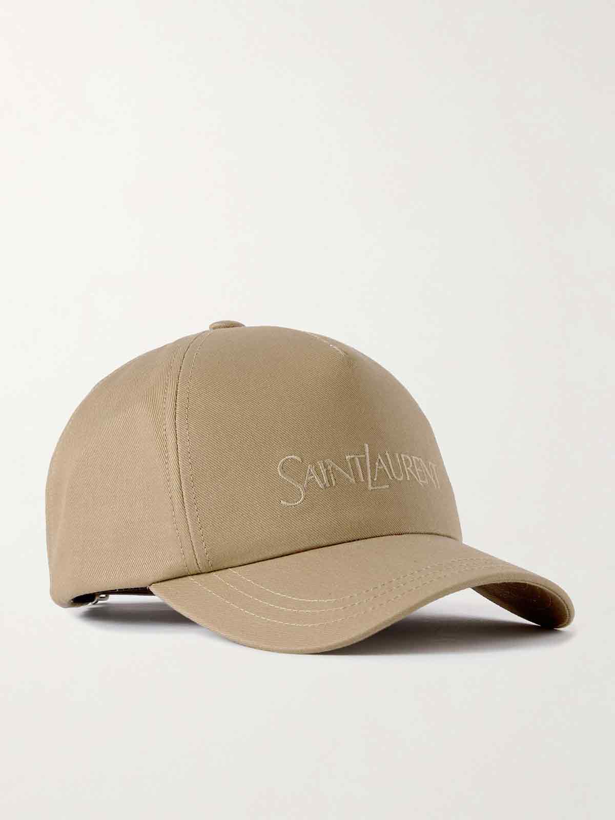 Embroidered cotton and linen-blend gabardine baseball cap SAINT LAURENT