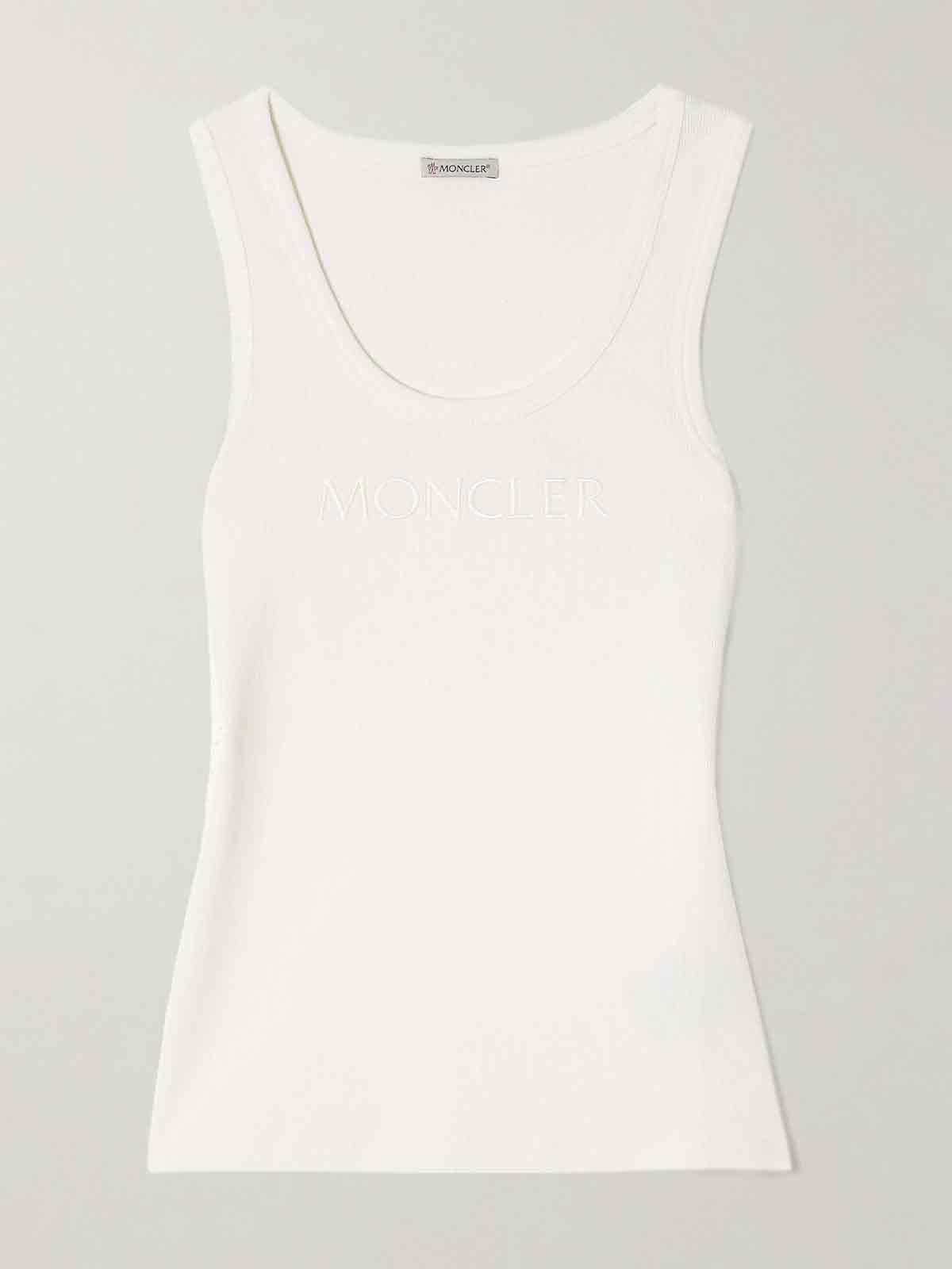 Embroidered ribbed stretch-cotton tank MONCLER