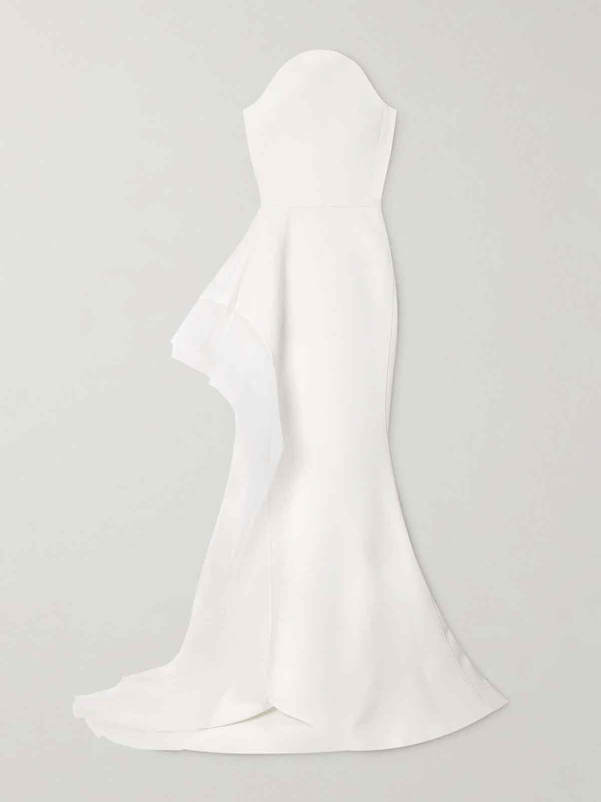 Epitome asymmetric strapless tulle-trimmed cady gown MATICEVSKI