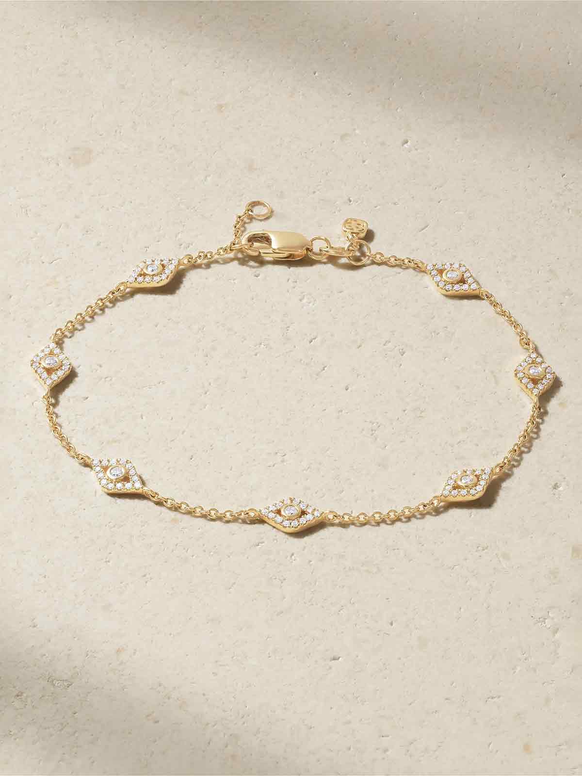 Evil Eye 14-karat gold diamond bracelet SYDNEY EVAN