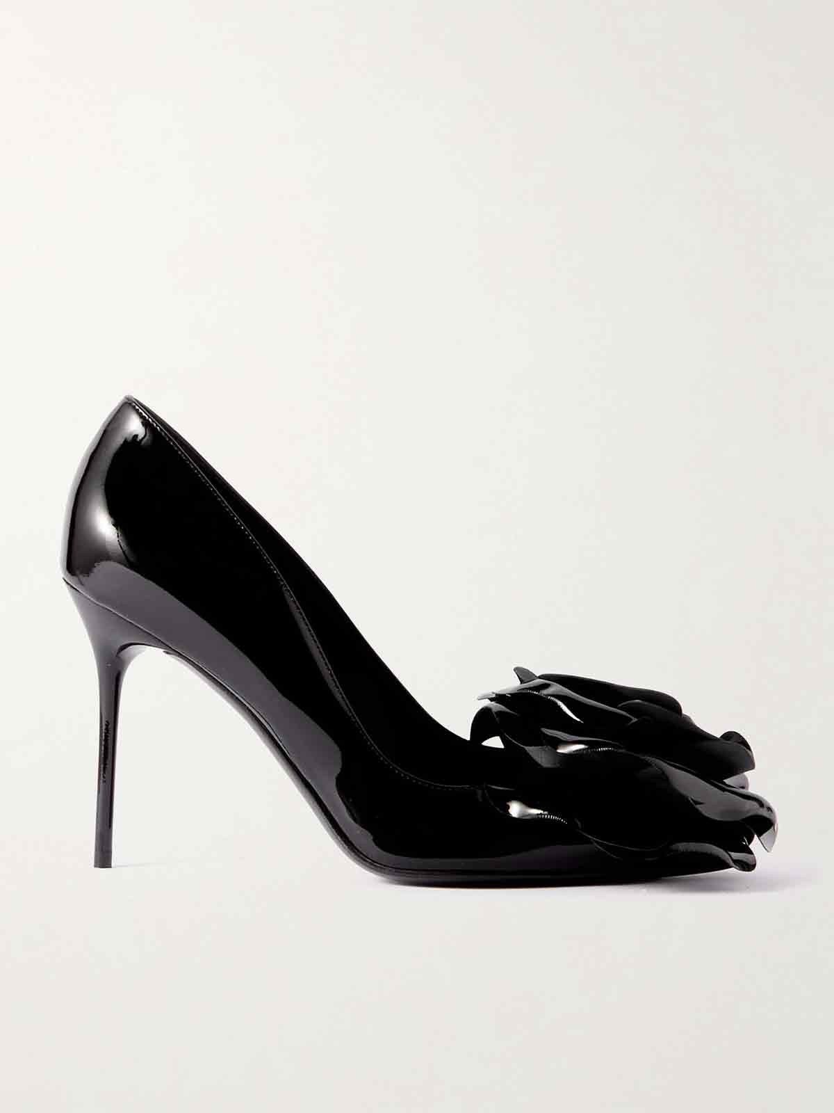 Flower-embellished patent-leather pumps BALMAIN