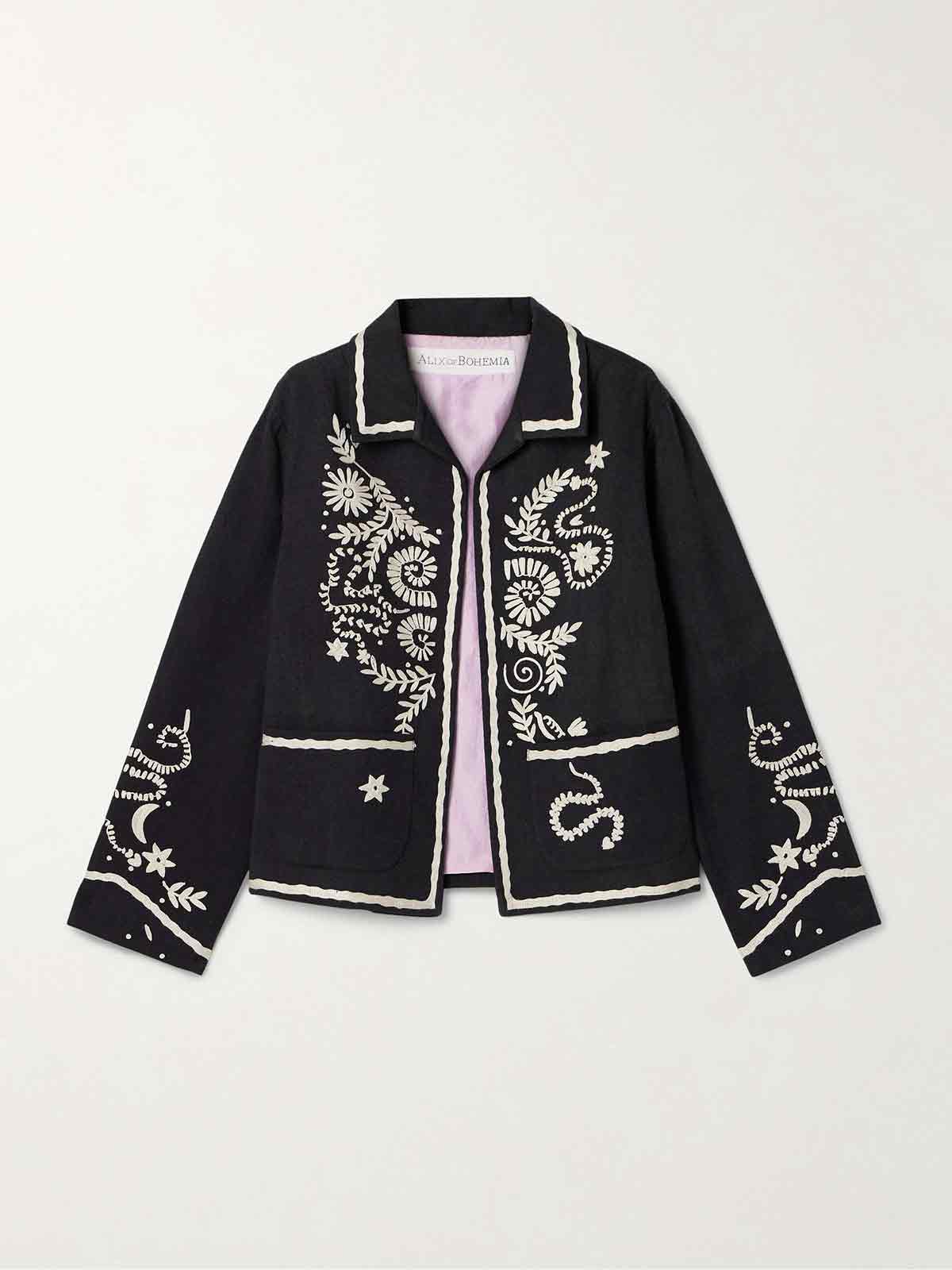 Francis embroidered slub silk jacket ALIX OF BOHEMIA