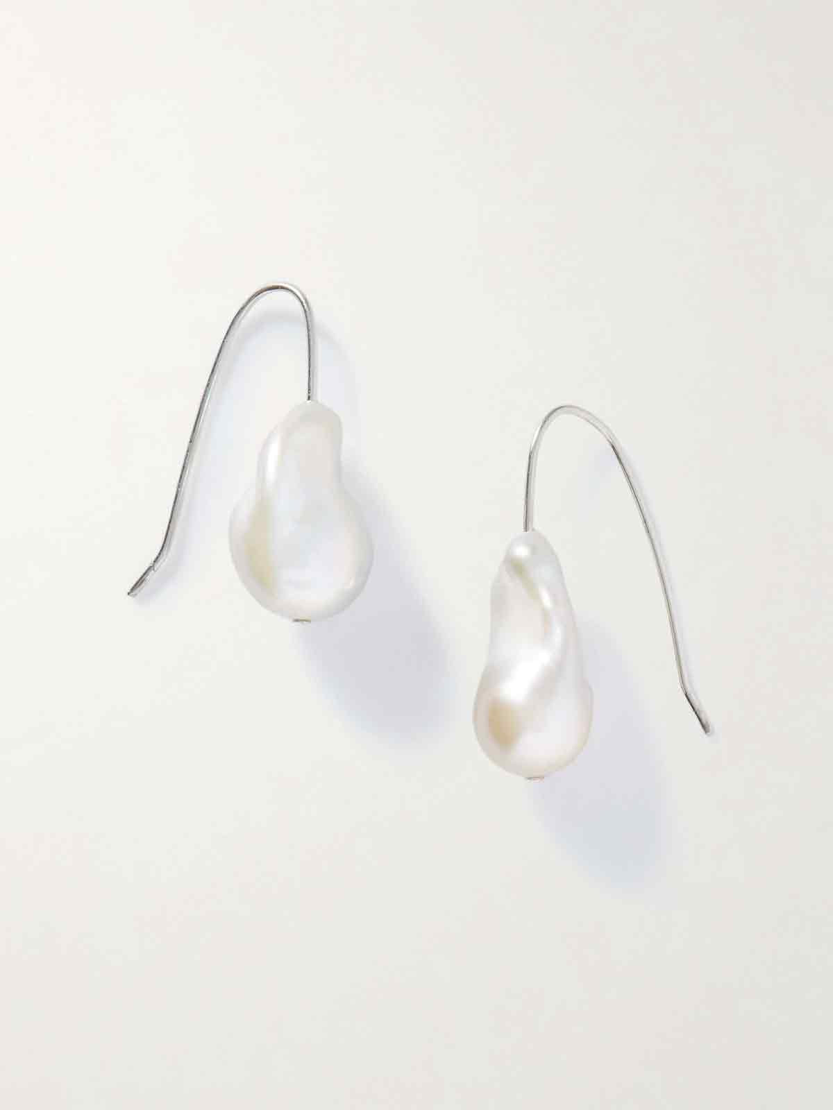 Frenchie sterling silver pearl earrings LOREN STEWART